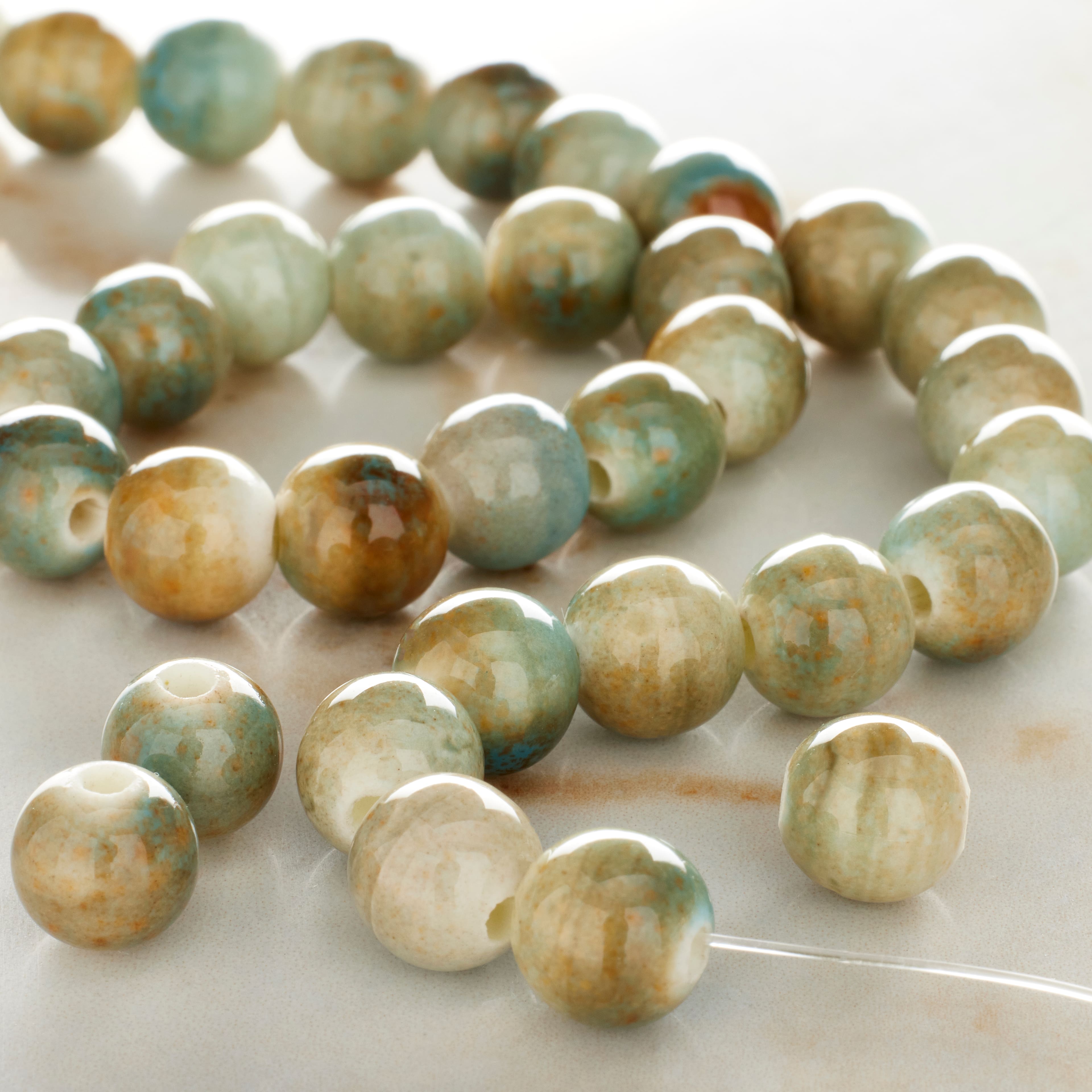 9 Pack: Earth Ceramic Round Beads, 8mm by Bead Landing&#x2122;