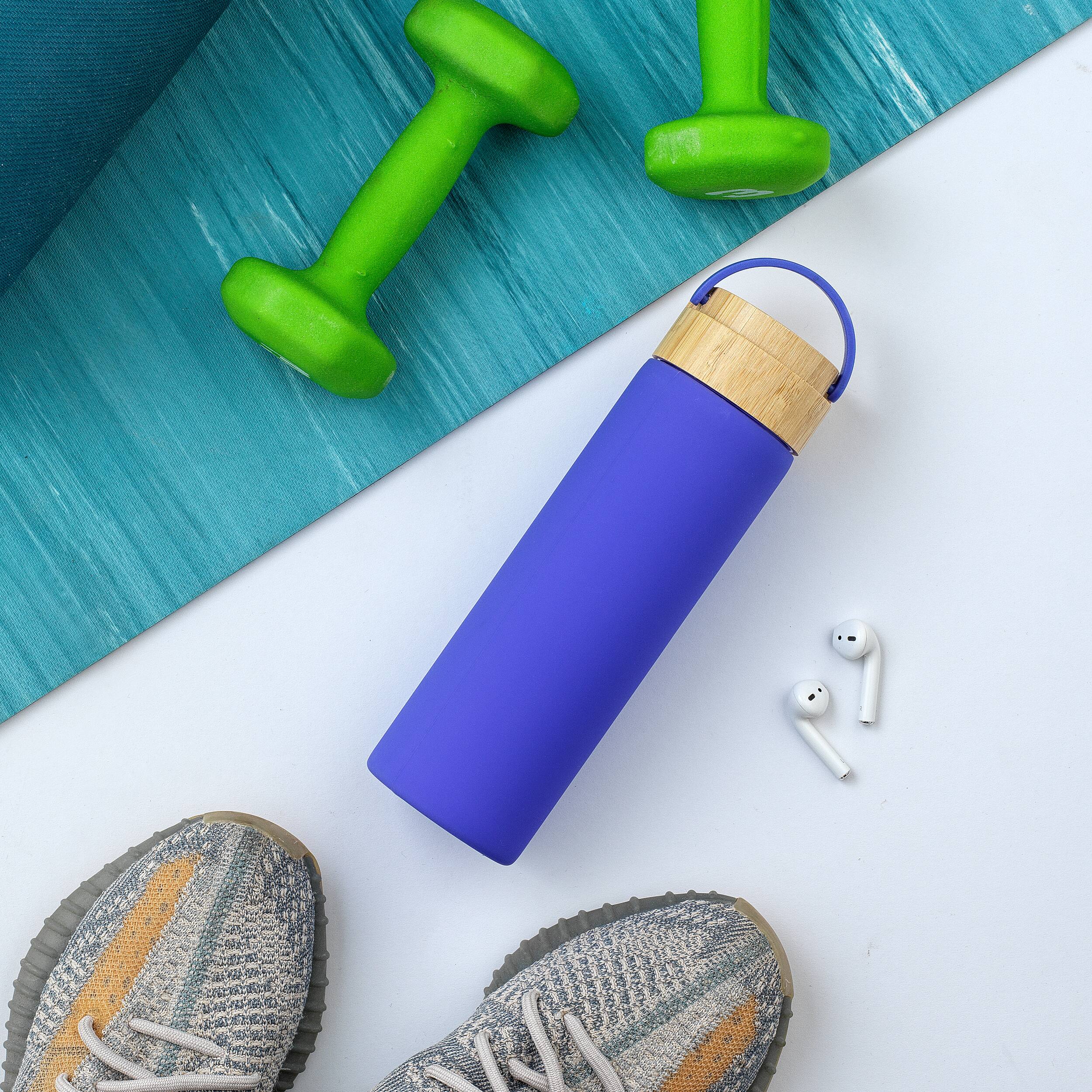 JoyJolt&#xAE; 20oz. Glass Water Bottle with Carry Strap &#x26; Non Slip Silicone Sleeve