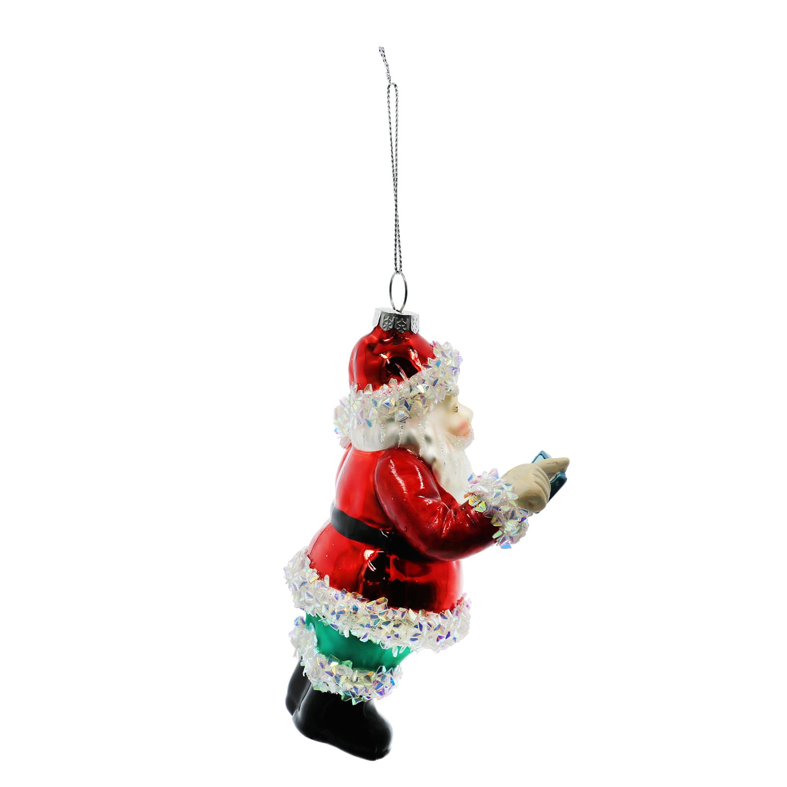 5.25&#x22; Selfie Santa Claus Glass Ornament by Ashland&#xAE;