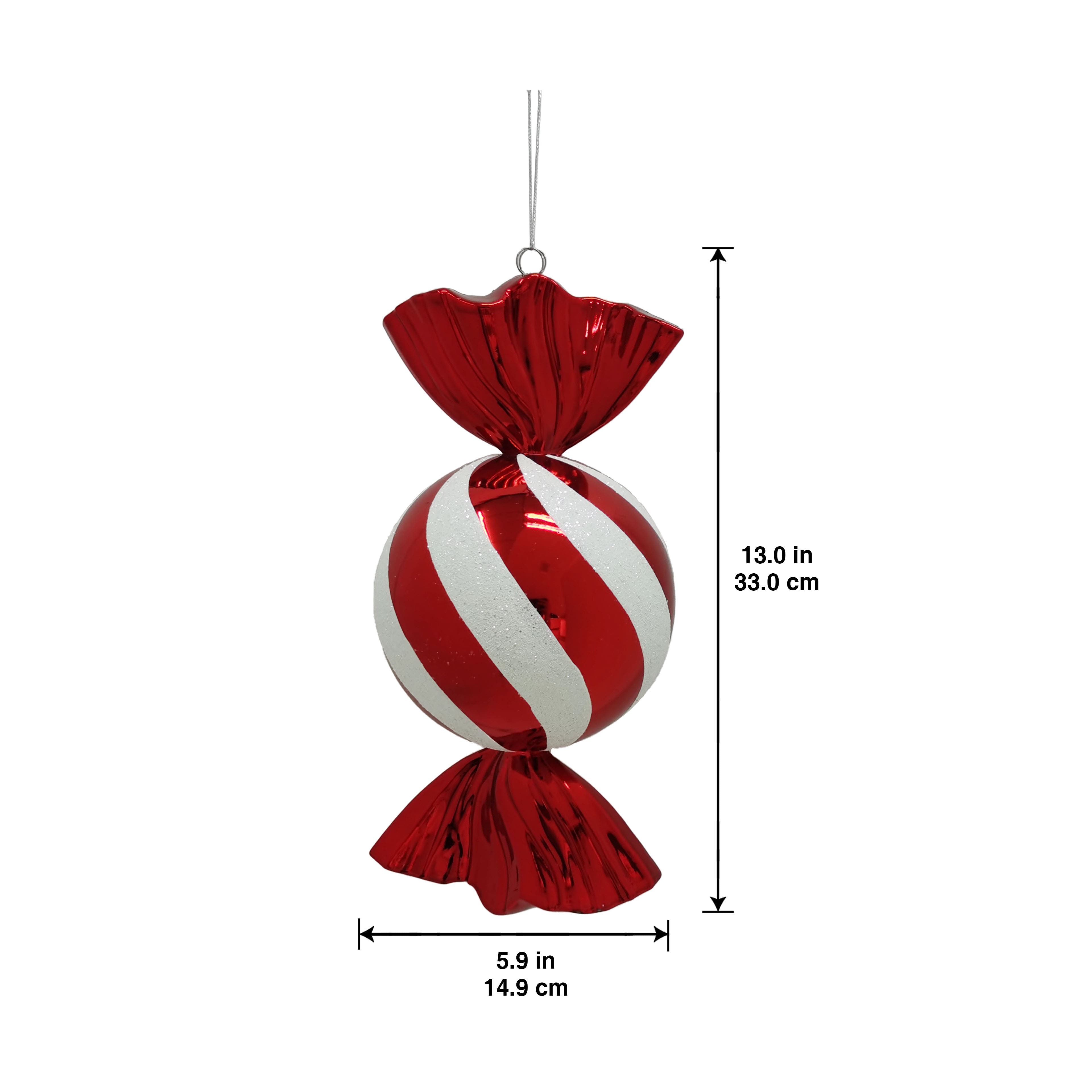 13&#x22; Red &#x26; White Glitter Jumbo Peppermint Candy Twist Ornament by Ashland&#xAE;