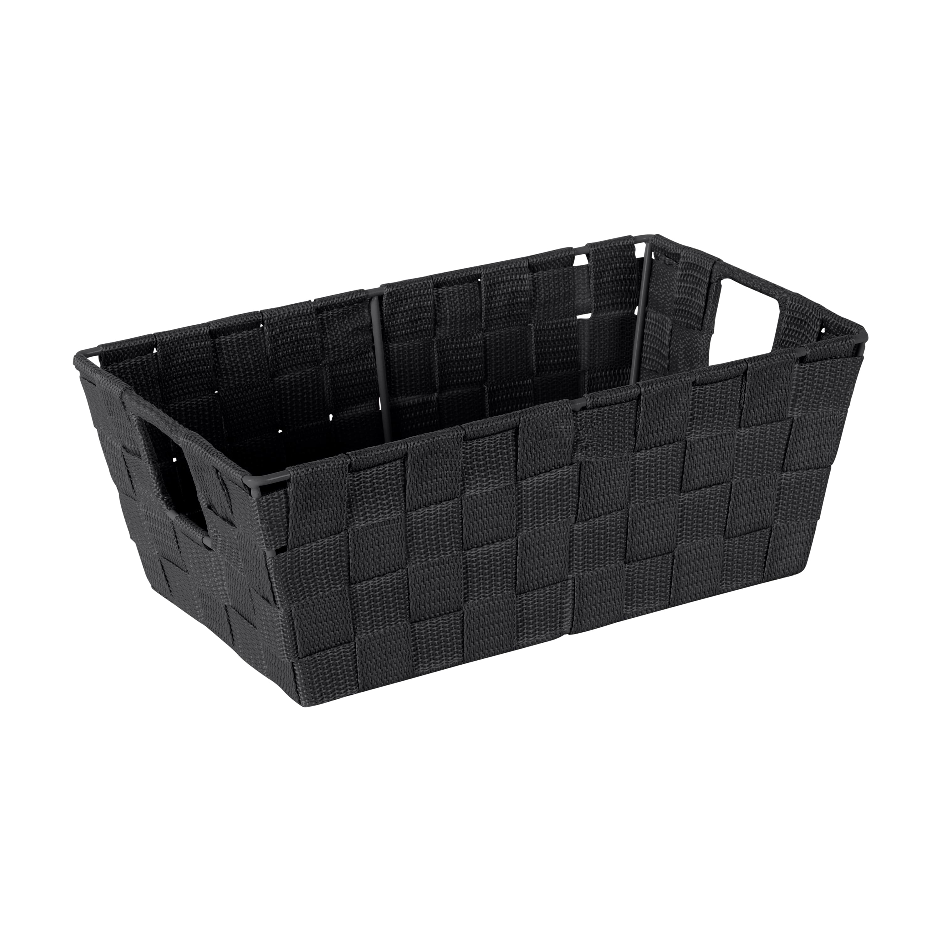 Simplify Small Black Woven Storage Shelf Bin