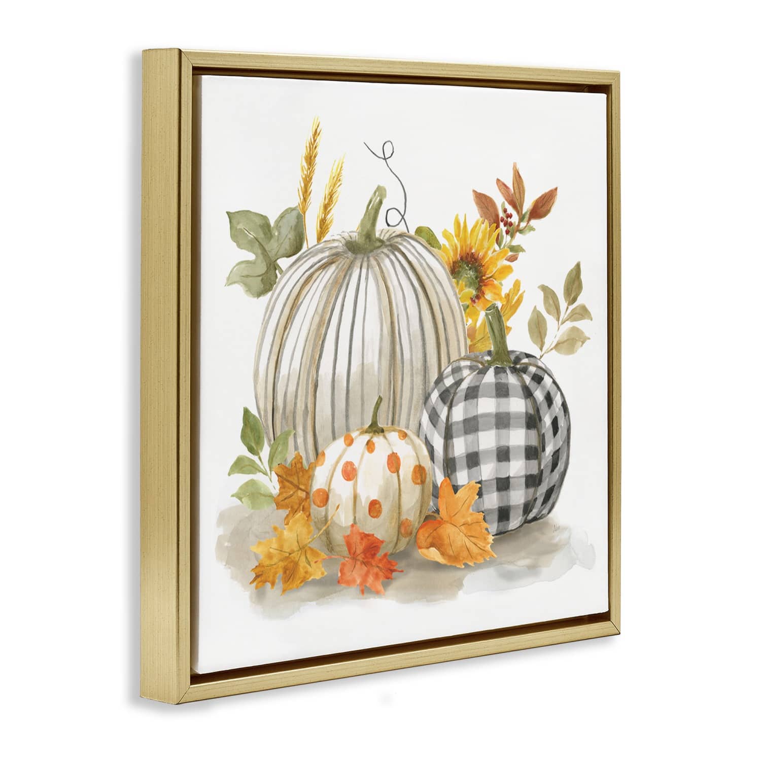 Stupell Industries Patterned Pumpkins Autumn Harvest Floater Framed Art