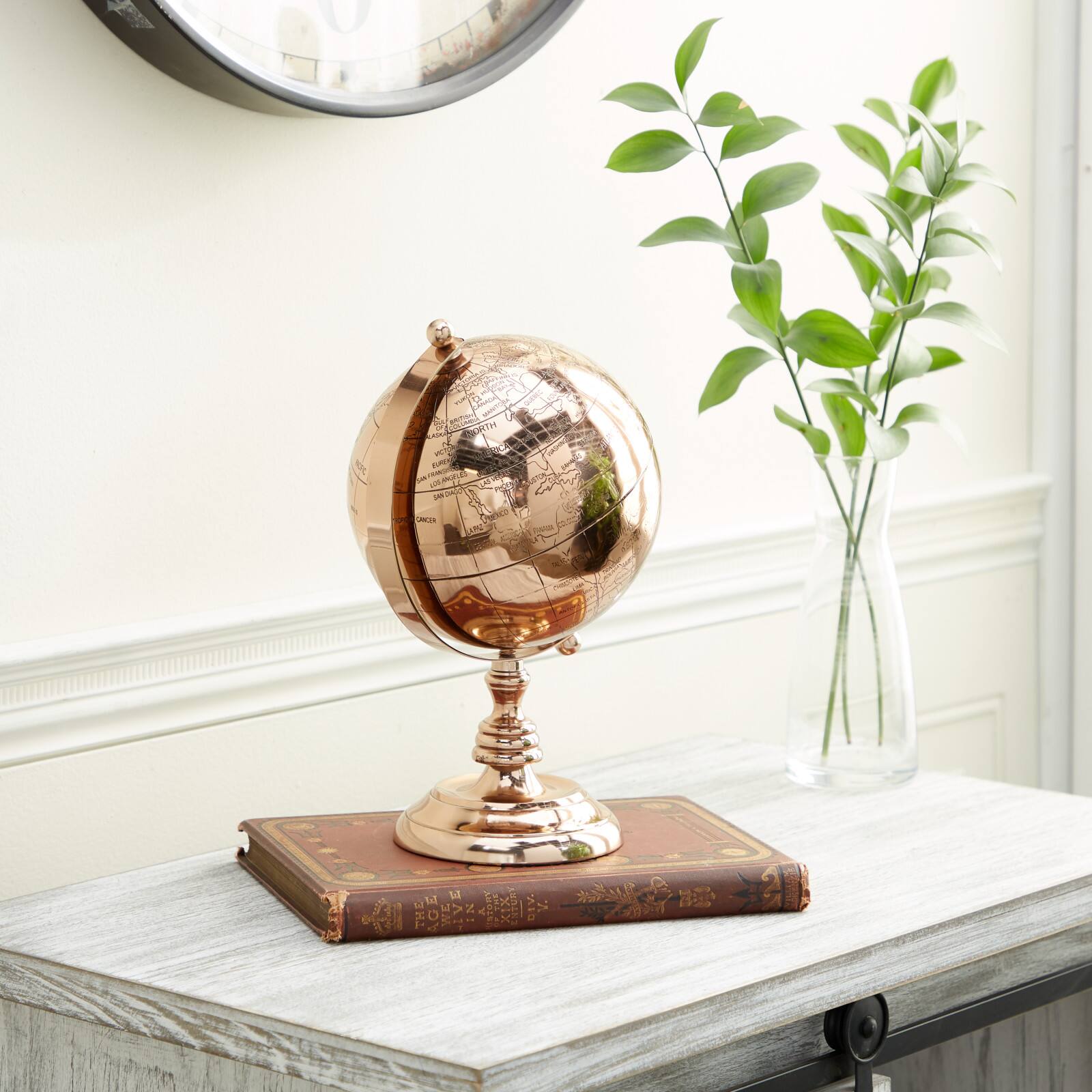The Novogratz 11" Rose Gold Aluminum Traditional Globe
