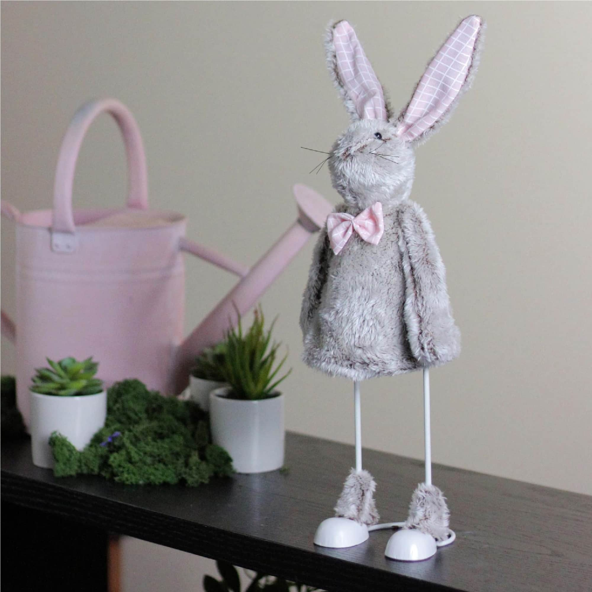 17&#x22; Gray Loaded Rabbit Table Top Easter Figure