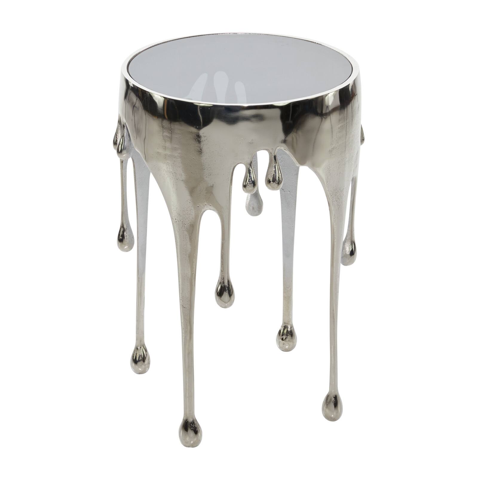 24&#x22; Silver Contemporary Aluminum Accent Table