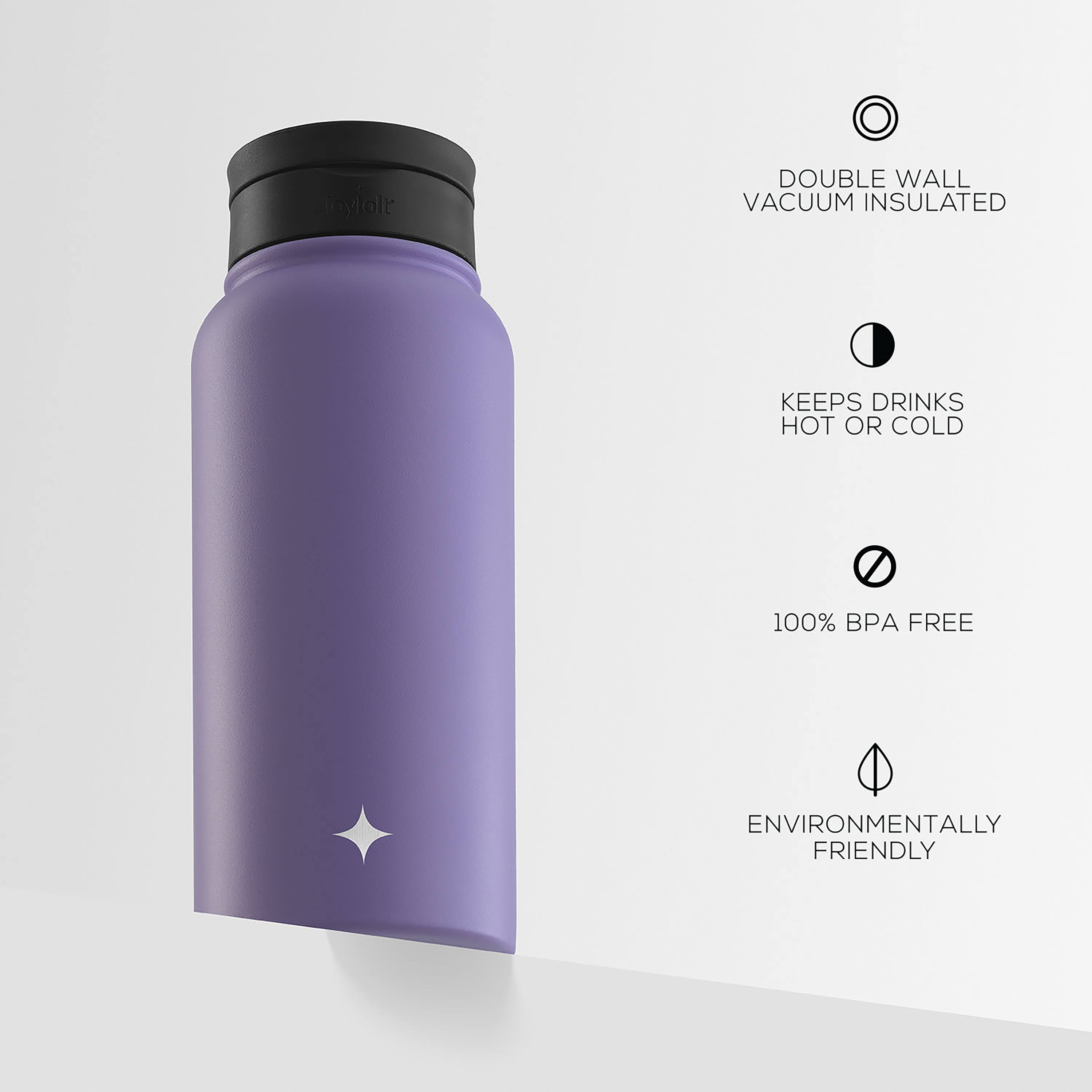 JoyJolt® 32oz. Vacuum Insulated Water Bottle With Flip Lid & Sport Straw Lid