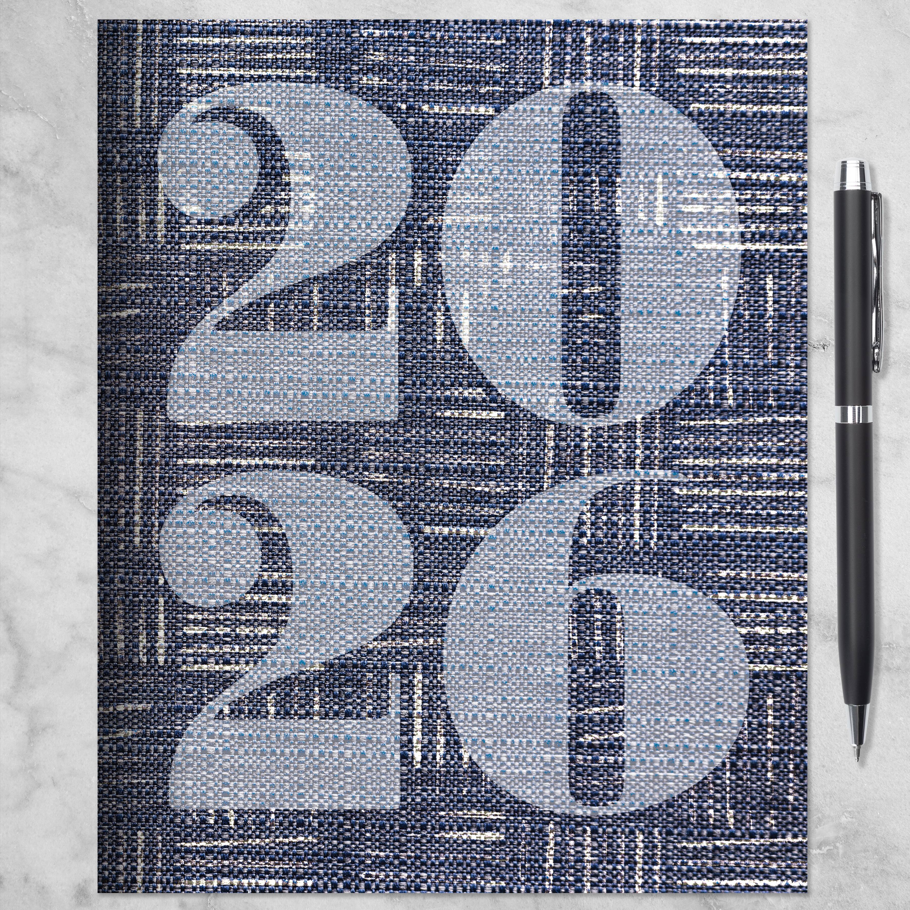 2026 Basket Weave Blue Medium Monthly Planner