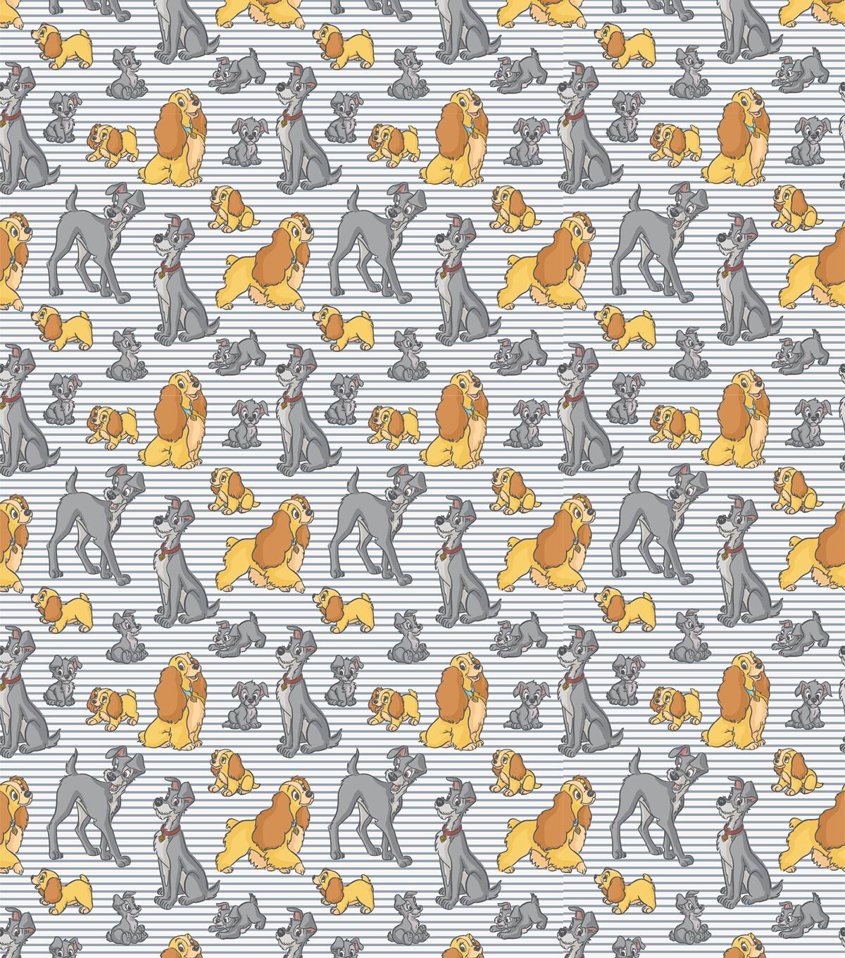 Disney Lady and The Tramp Love Over Time Packed Cotton Fabric