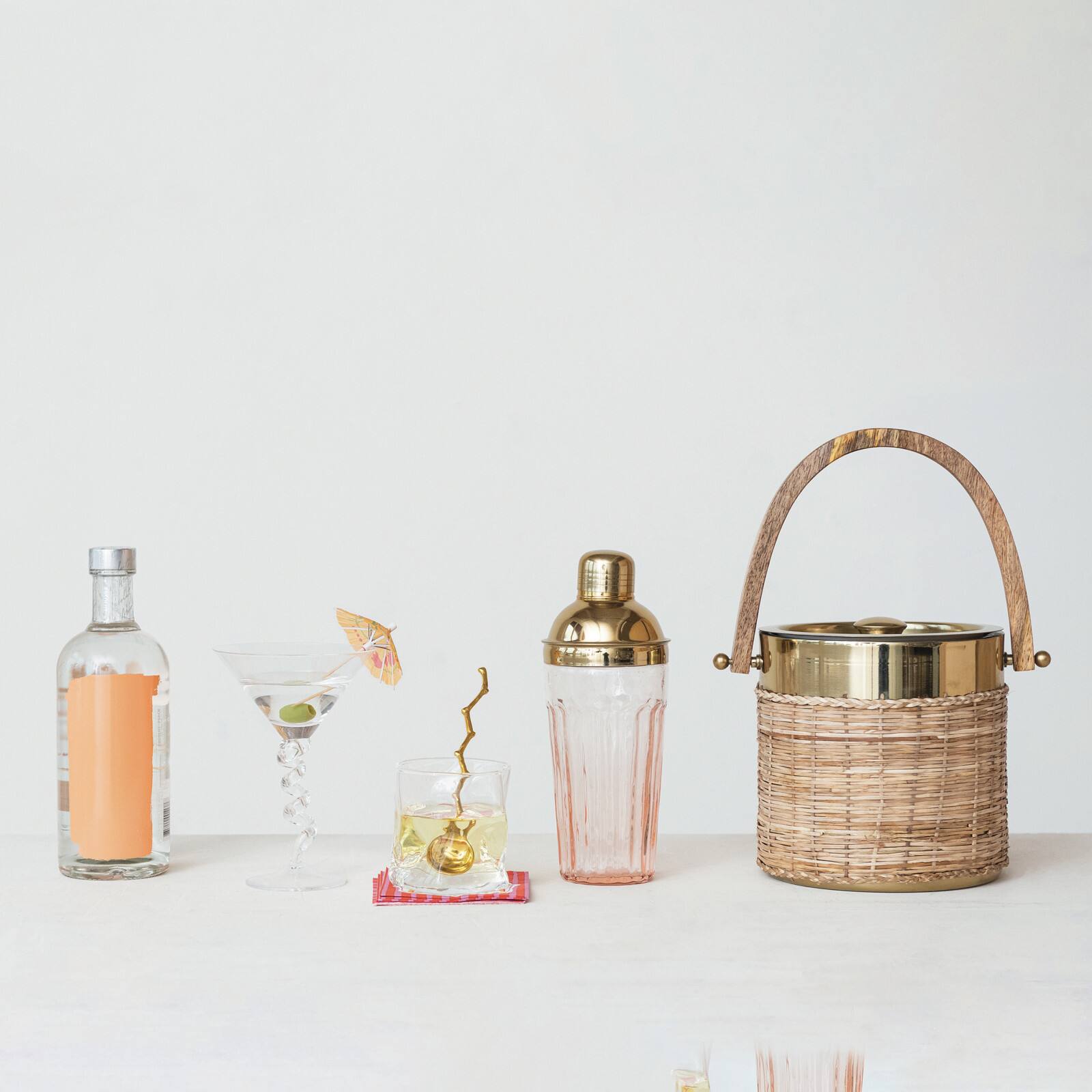 Hello Honey&#xAE; 20oz. Pink &#x26; Gold Glass Cocktail Shaker