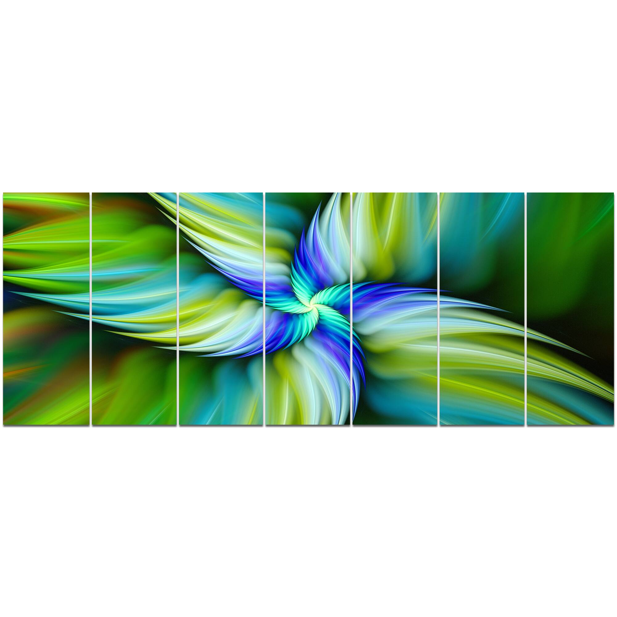 Designart - Rotating Fractal Green Star - Floral Canvas Art Print