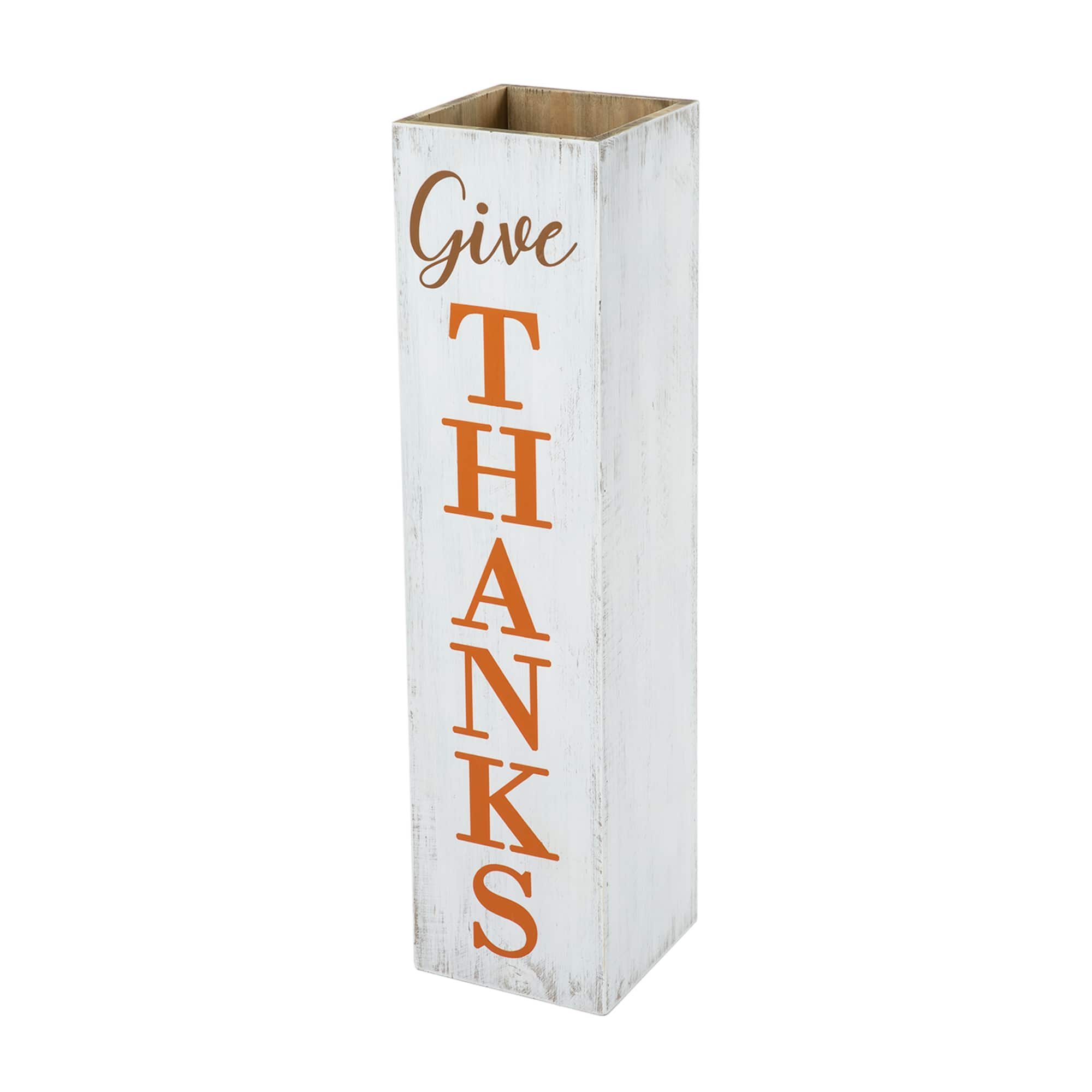 Glitzhome&#xAE; 30&#x22; Fall &#x26; Thanksgiving Double Sided Whitewashed Box Porch Sign