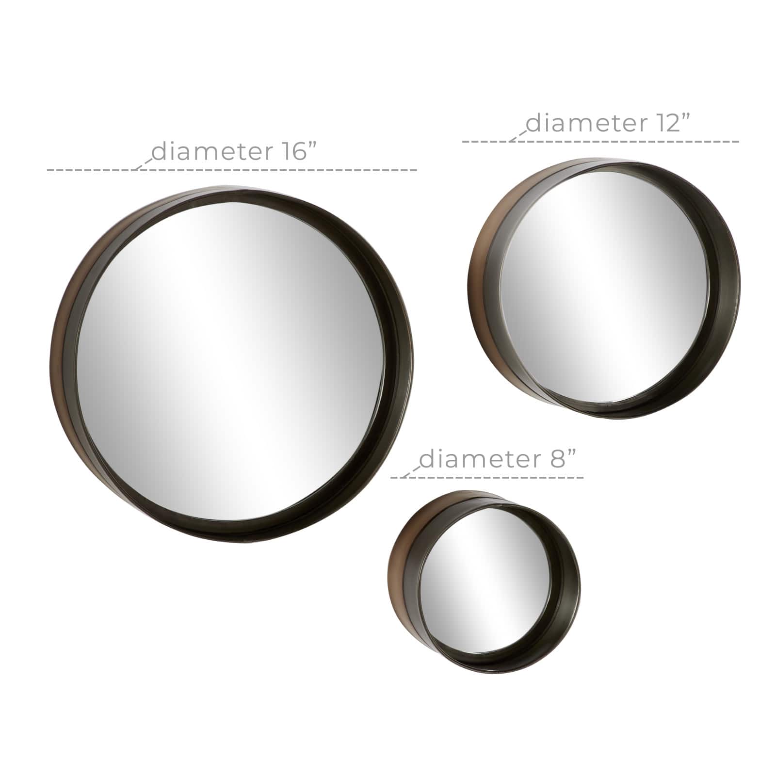 Black Metal Wall Mirror Set