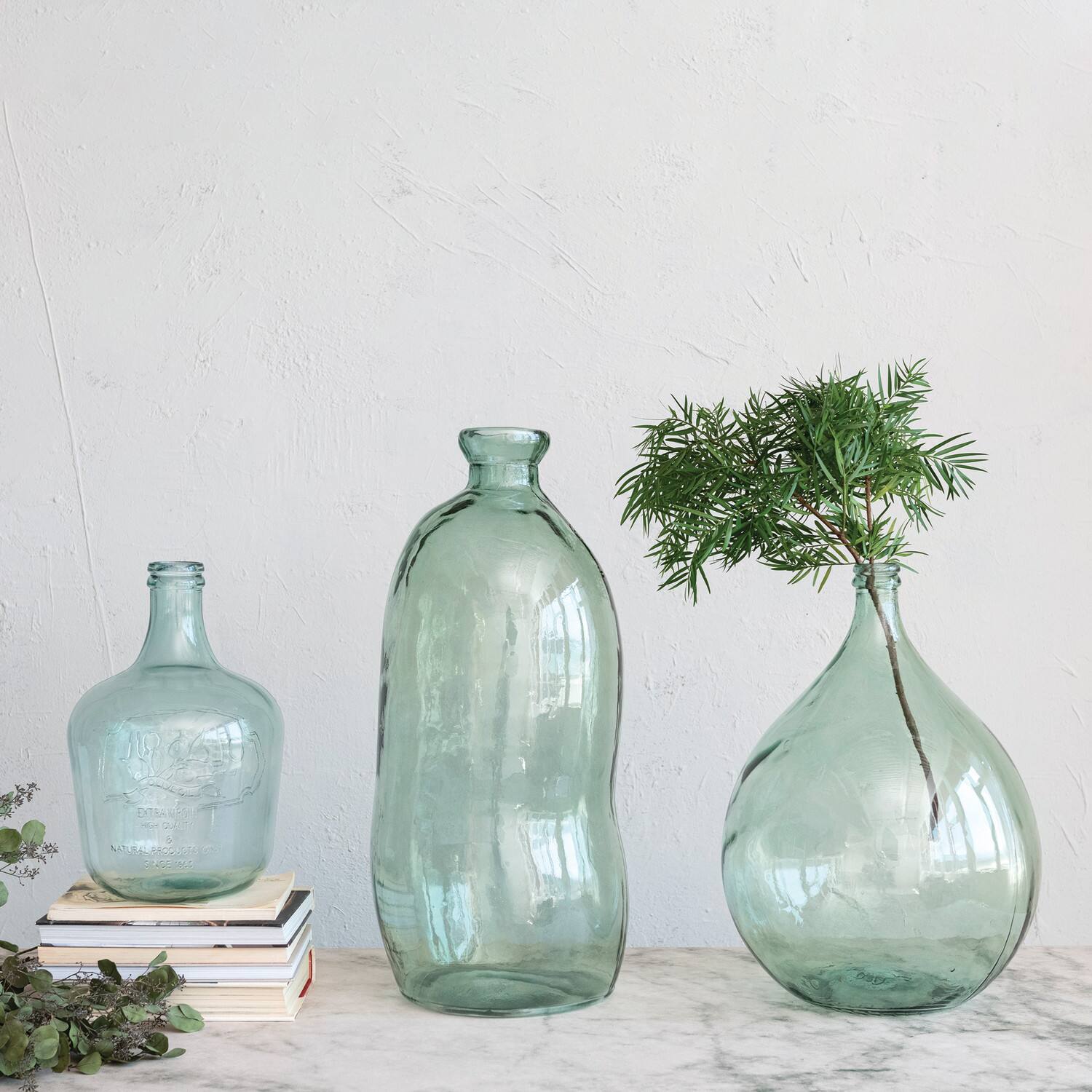 Hello Honey&#xAE; 16.5&#x22; Clear Embossed Reclaimed Glass Olive Oil Bottle