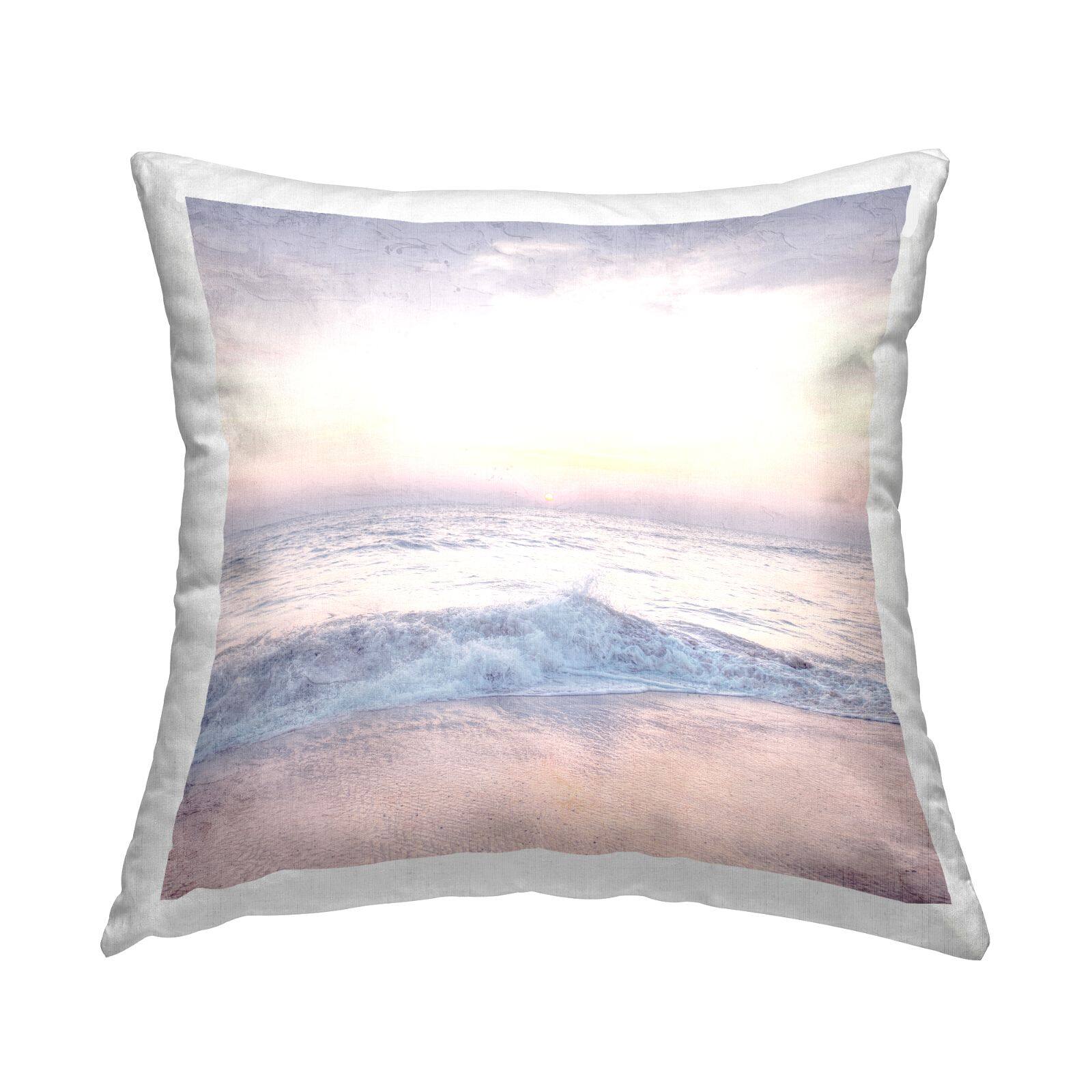 Stupell Industries Crashing Beach Waves Pastel Ocean Shore Throw Pillow, 18" x 18"