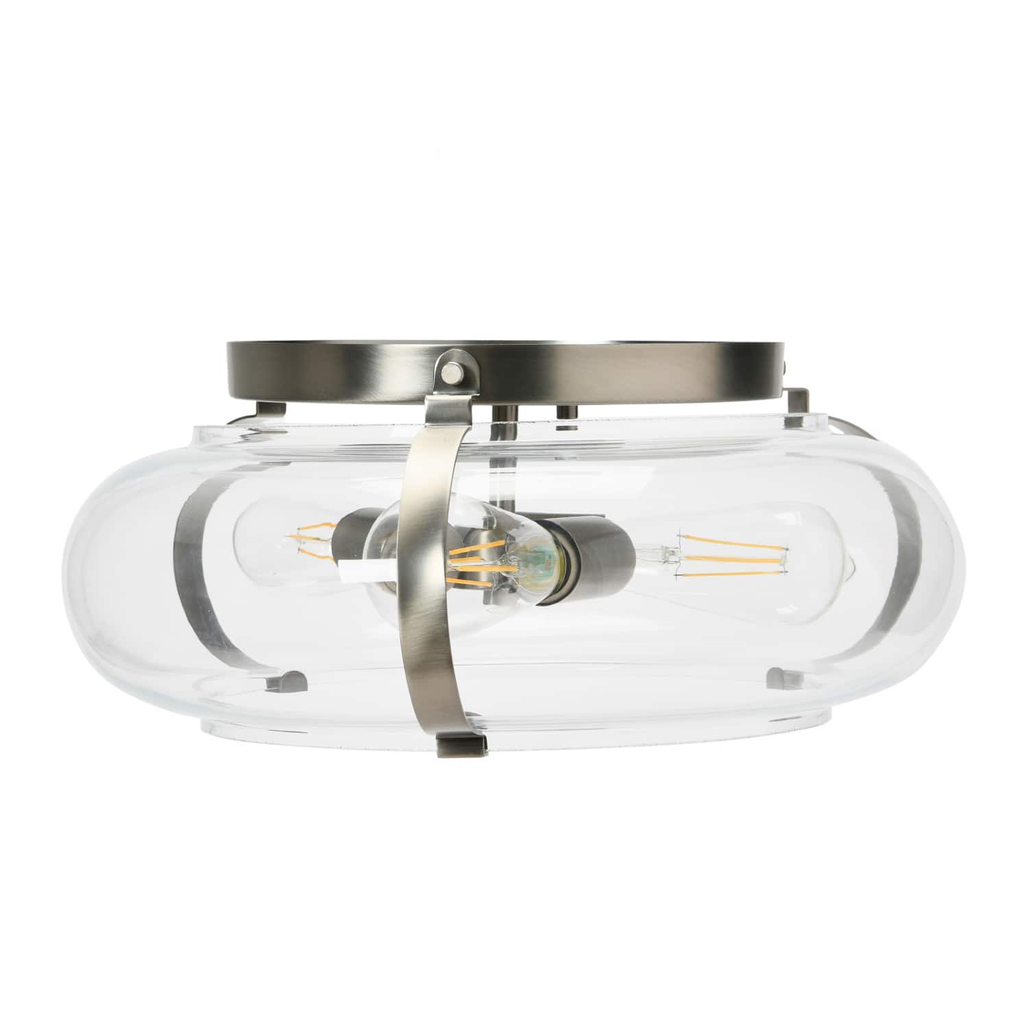 Hello Honey® Robert Stevenson Lighting Alston 16" Antique Nickel Glass & Metal Flush Mount Ceiling Light