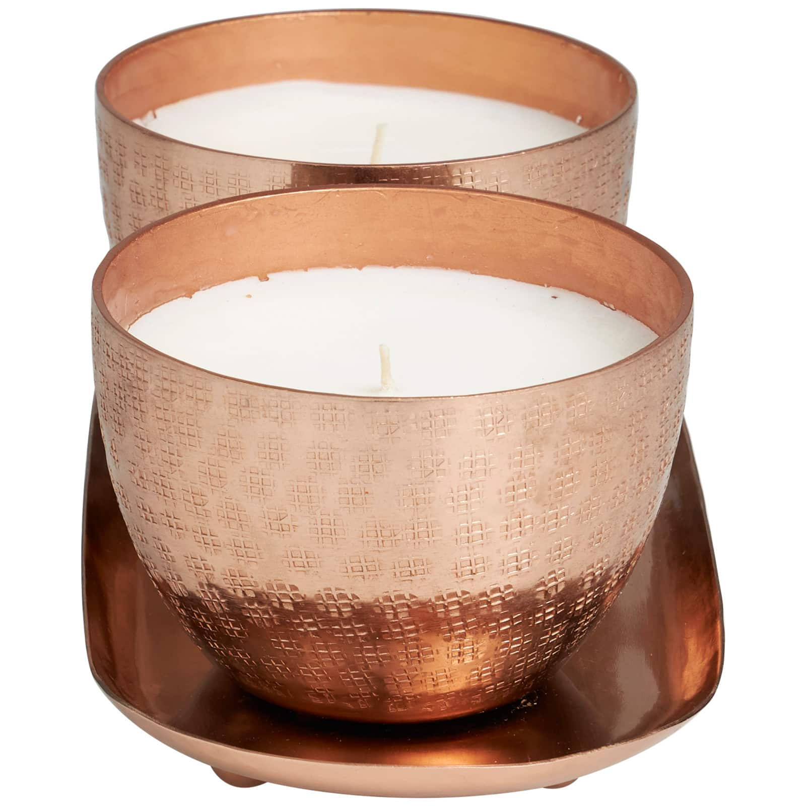 10oz. Sauvignon Blanc Scented Candles in Copper Bowls with Tray