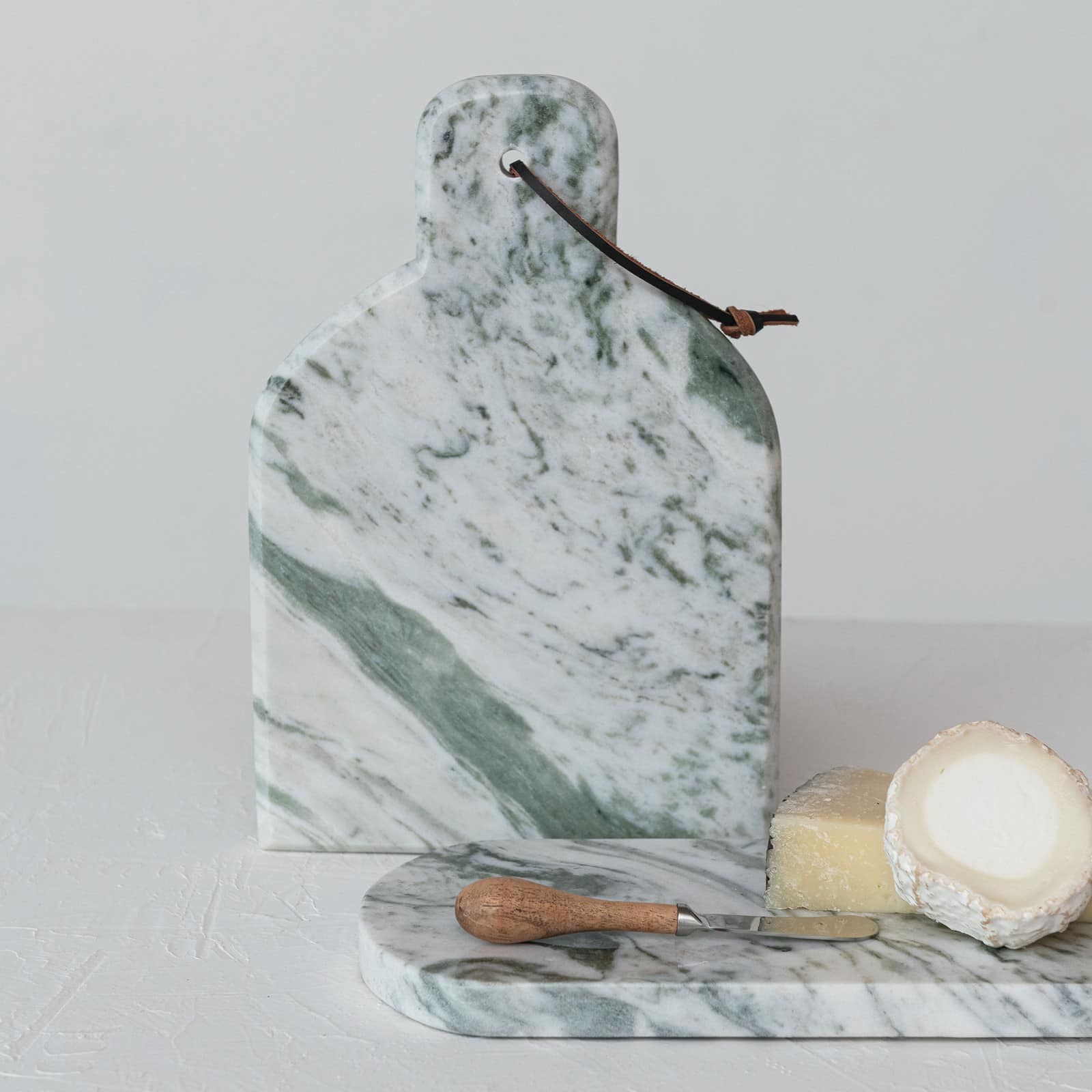 Hello Honey 12" x 8" Green Marble Cutting Board with Knife