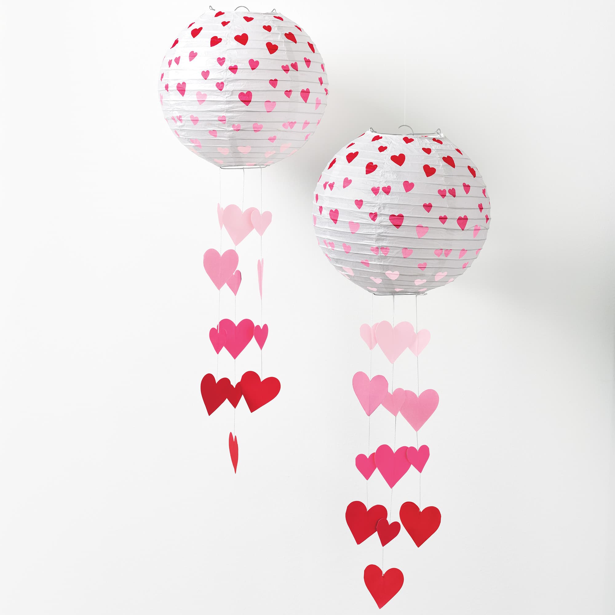 9.5&#x22; Light-Up Valentine&#x27;s Day Hearts Paper Lanterns, 2ct.