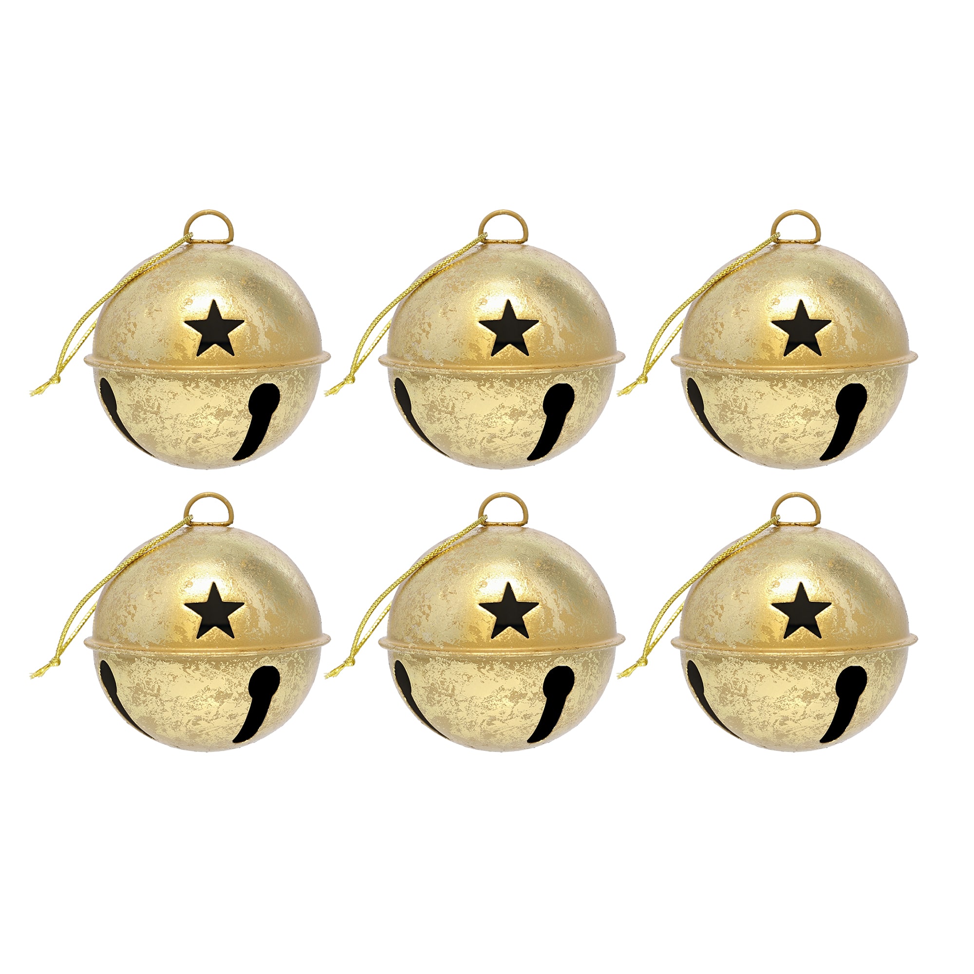 Haute Decor 6ct. 3.5" Gold Foil Jingle Bell Ornaments