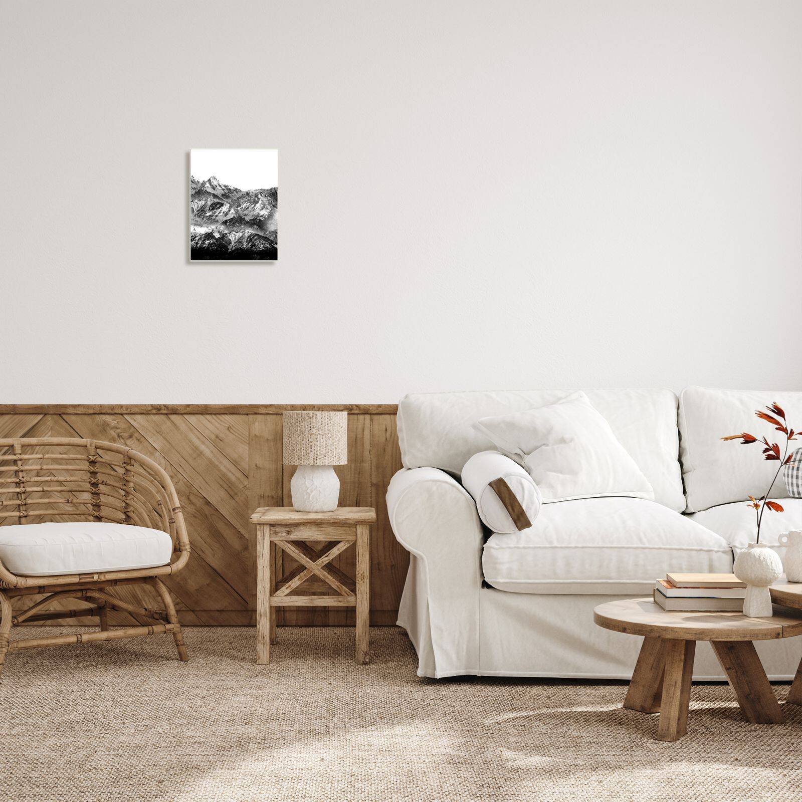 Stupell Industries Snow Cap Mountains High Contrast Black White Landscape Wall Plaque