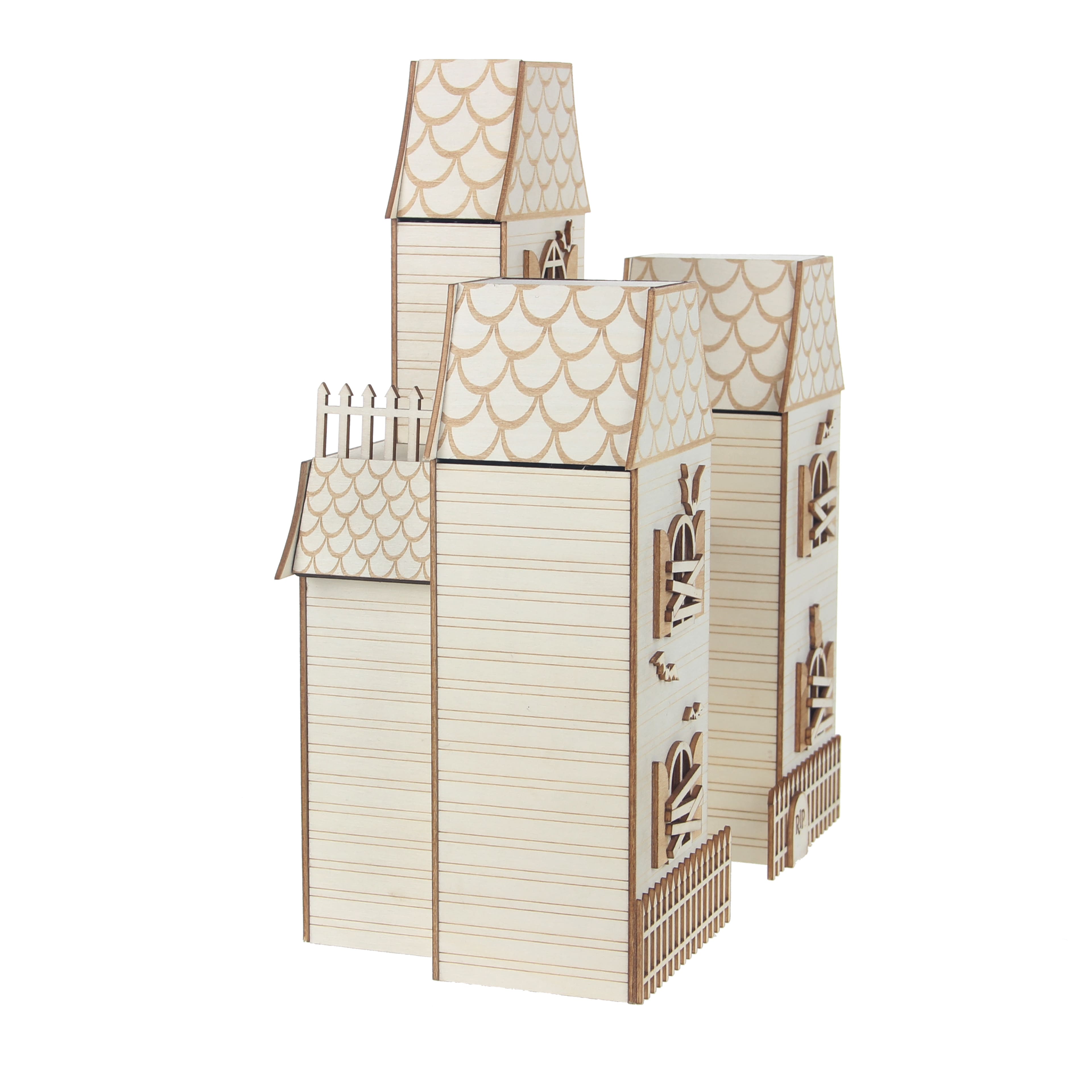11.5&#x22; DIY Shuttered House LED Wood D&#xE9;cor by Make Market&#xAE;