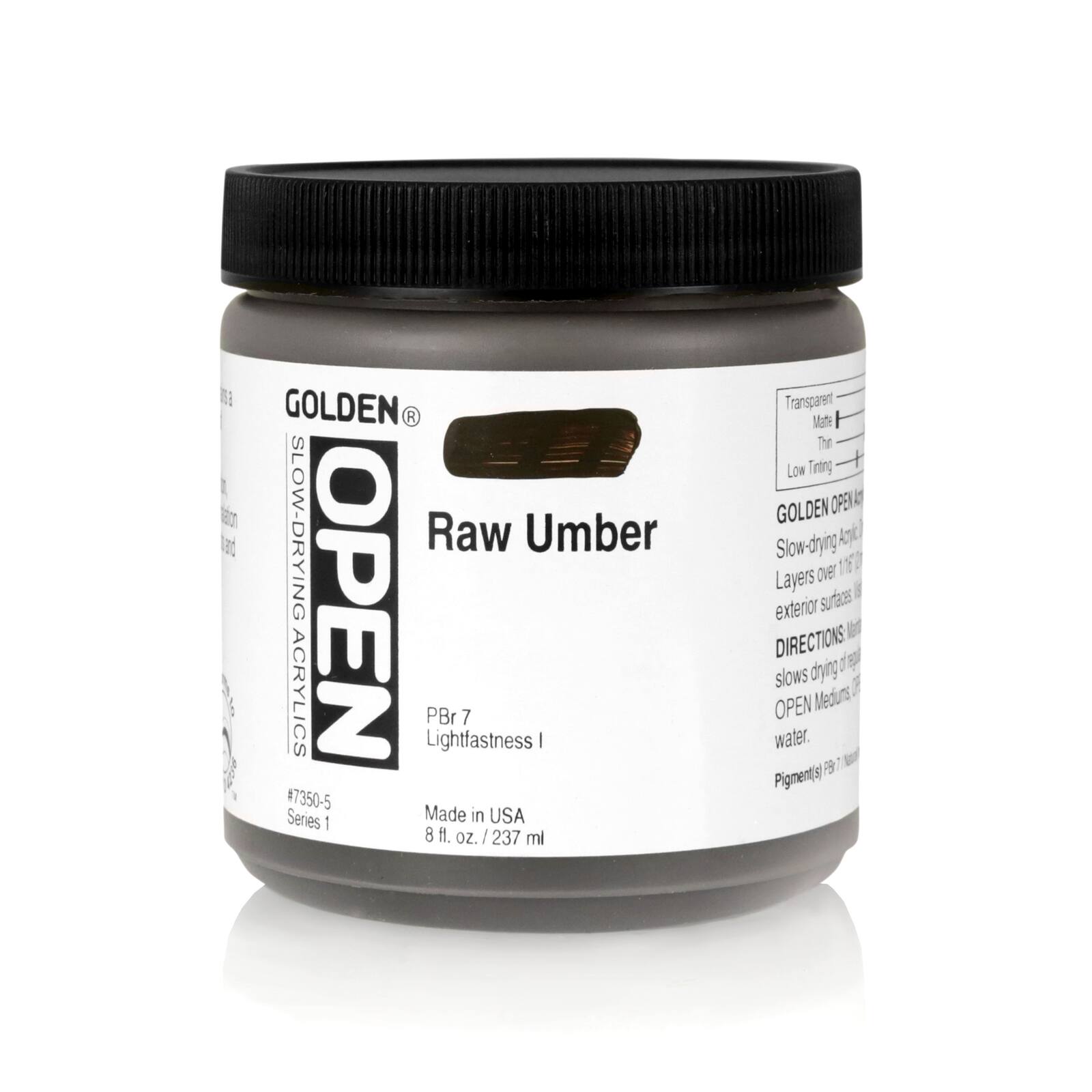 Golden OPEN Slow Drying Acrylics, 8 oz Paint in Raw Umber