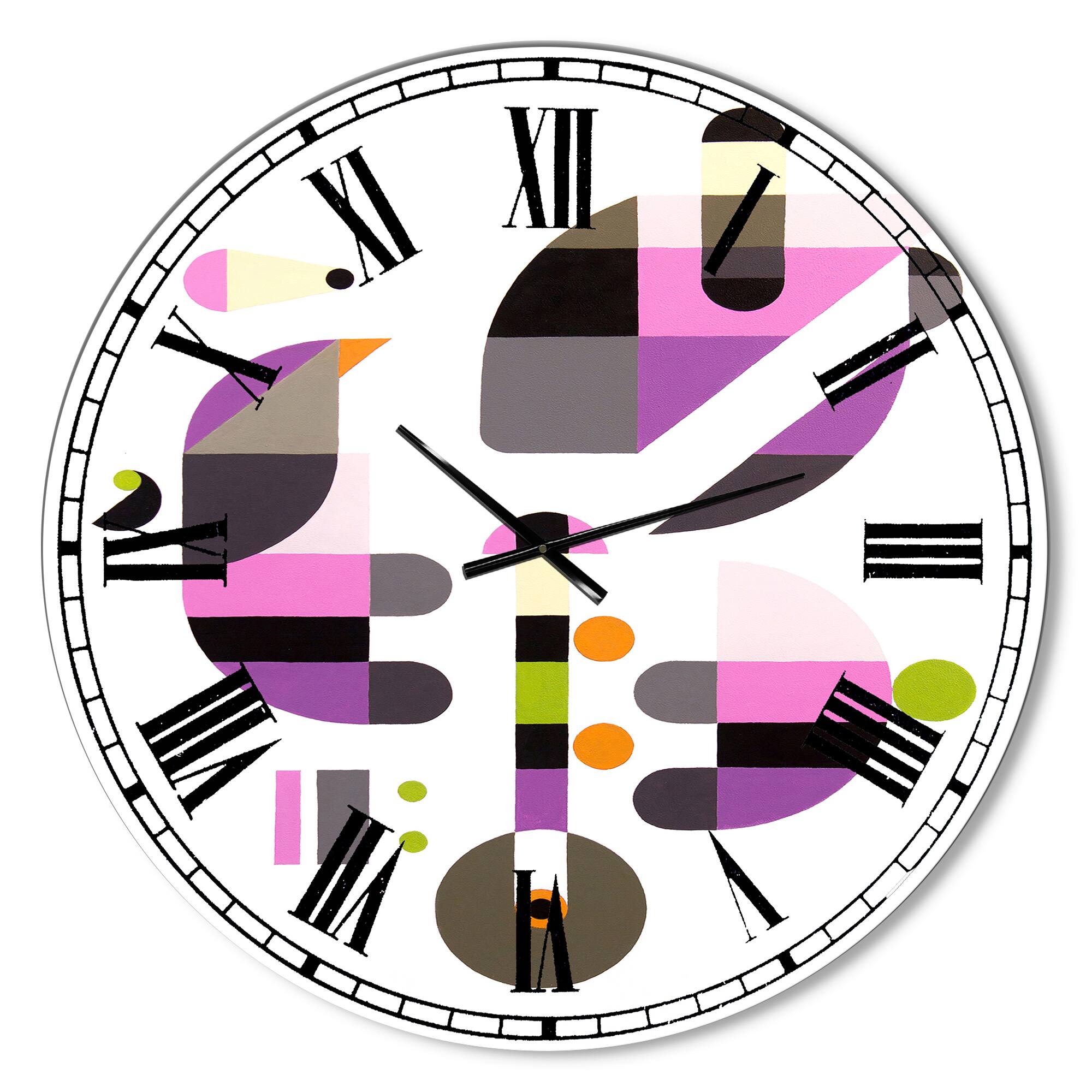 Designart 'Concerto For Birds Oversized Mid-Century Wall Clock