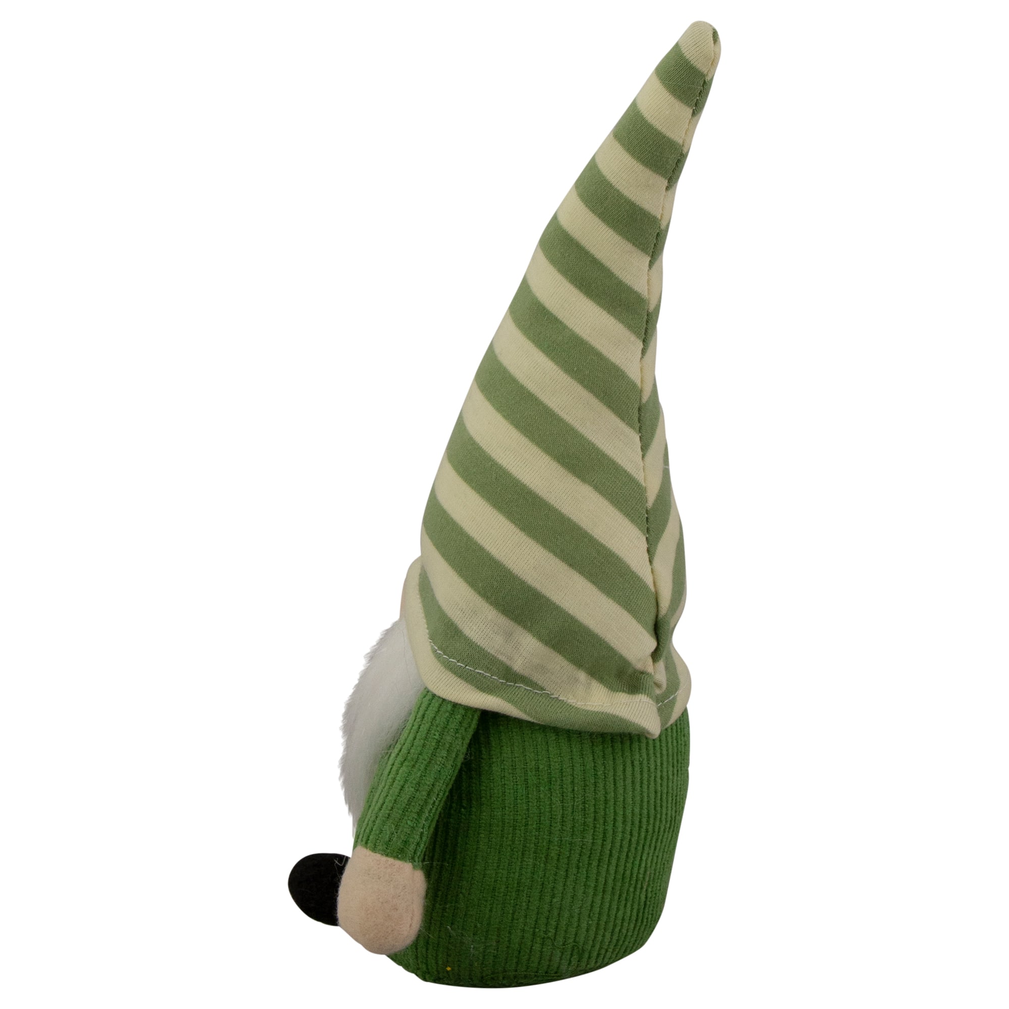 9&#x22; Green Striped Hat Boy Springtime Gnome