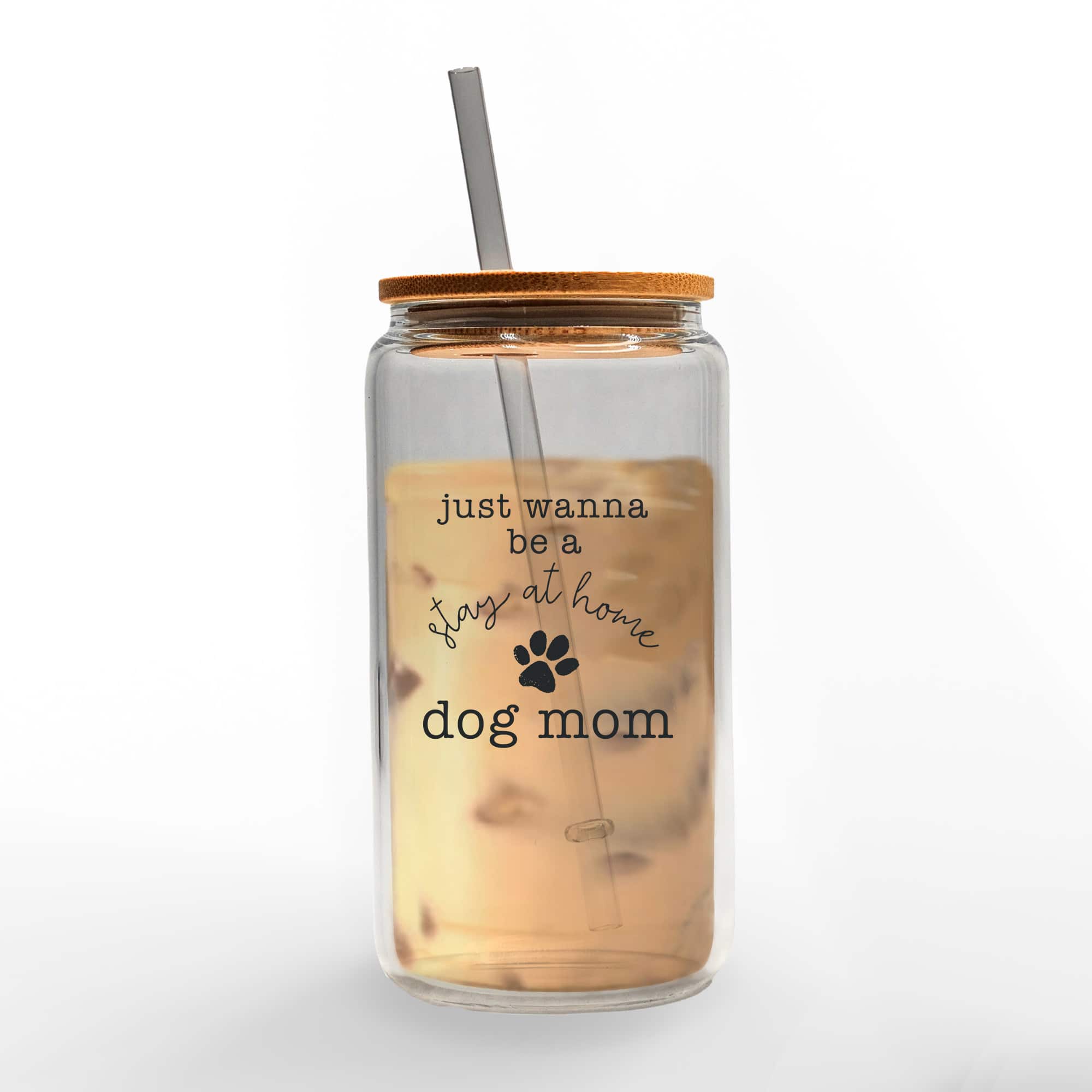 16oz. Stay at Home Dog Mom Glass Can Cup