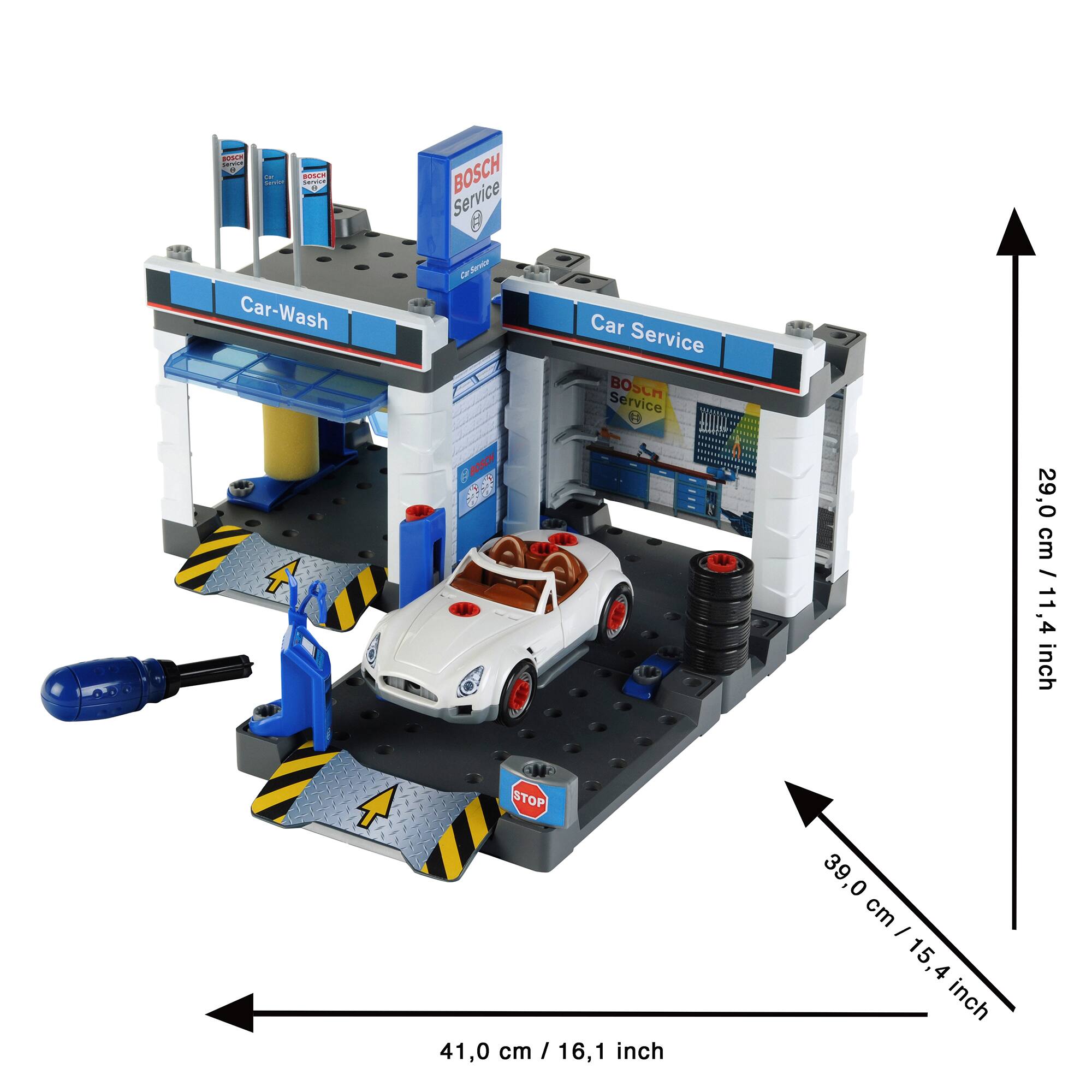 Theo Klein Bosch Car Repair with Car Wash Playset