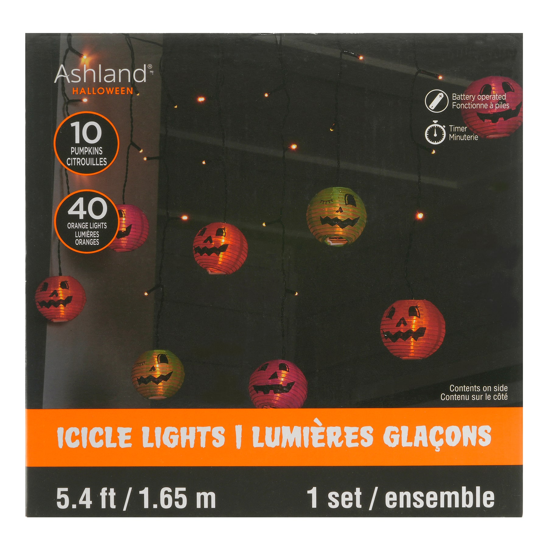 40ct. Pumpkin Lantern LED Icicle String Lights by Ashland&#xAE;