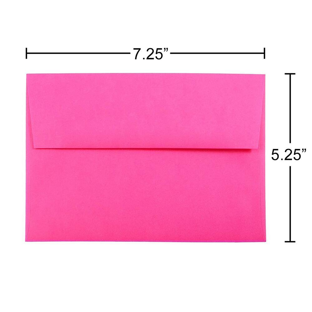 JAM Paper A7 Ultra Fuchsia Hot Pink Invitation Envelopes, 50ct.