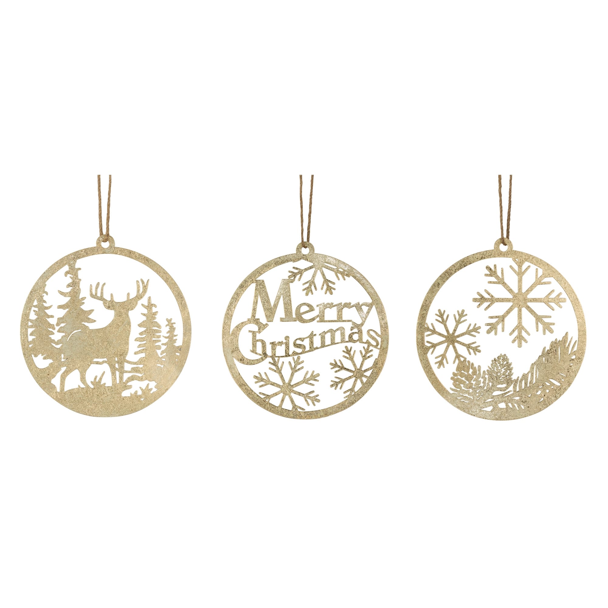 24ct. 17.5" Gold Iron Christmas Ornaments
