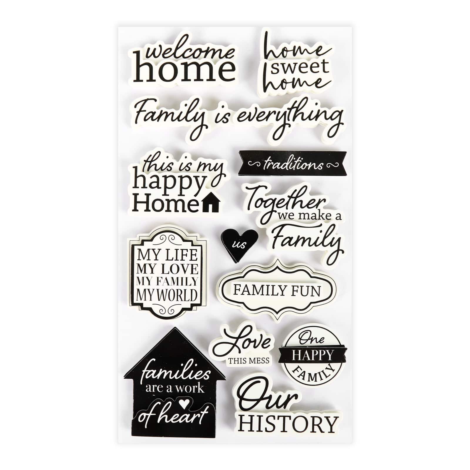 Black &#x26; White Sentimental Family Stickers by Recollections&#x2122;