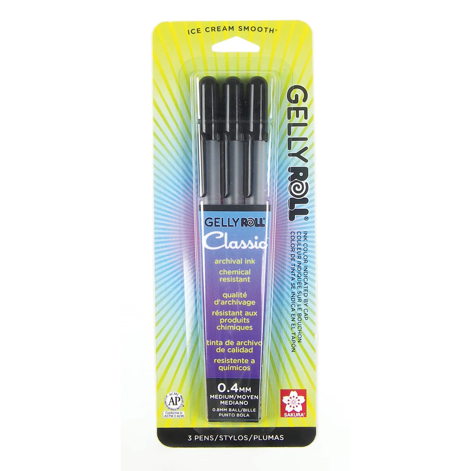 Gelly Roll&#xAE; Classic&#x2122; 08 Medium Point Black Gel Pens, 3ct.