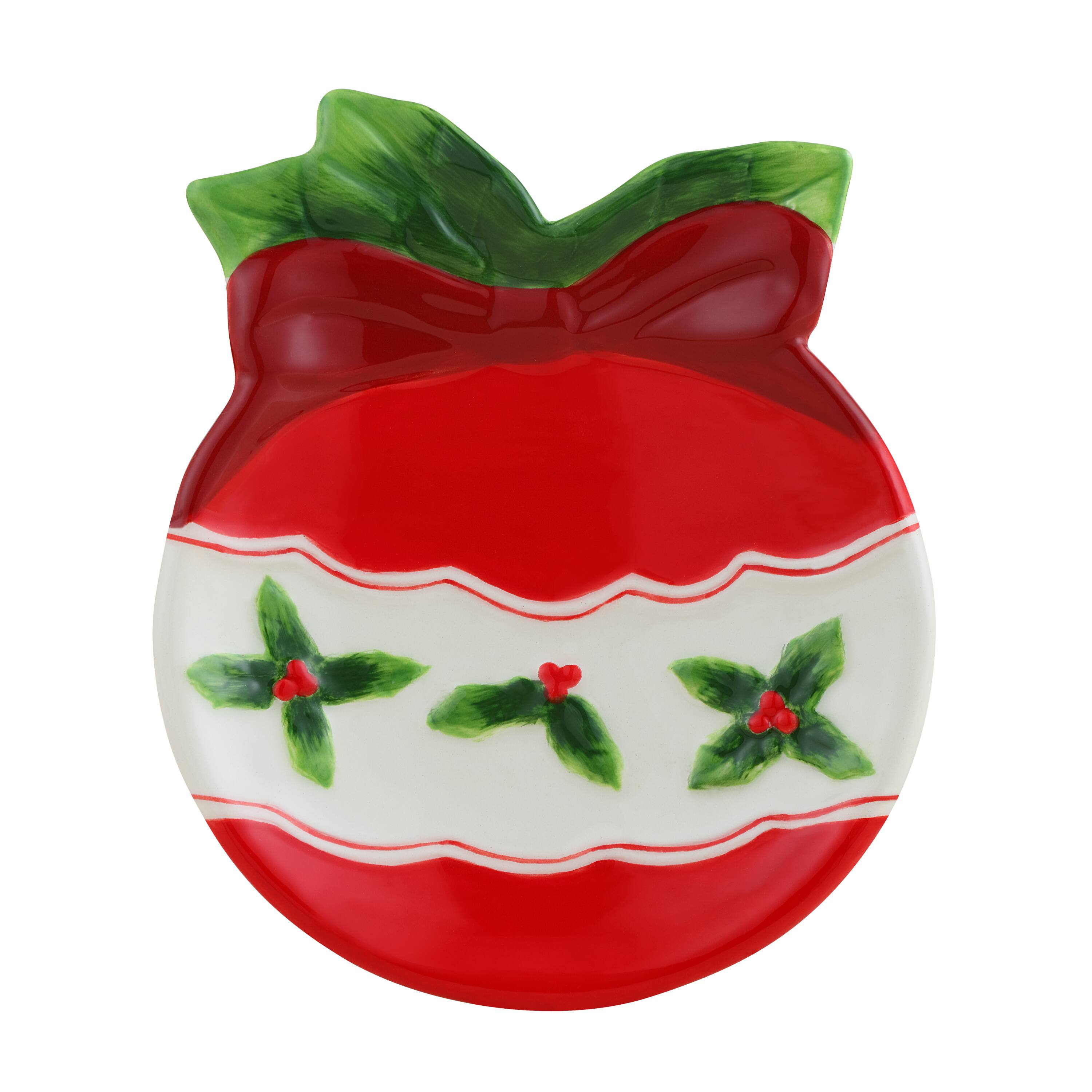 6" Ornament & Tree Ceramic Trinket Tray Set