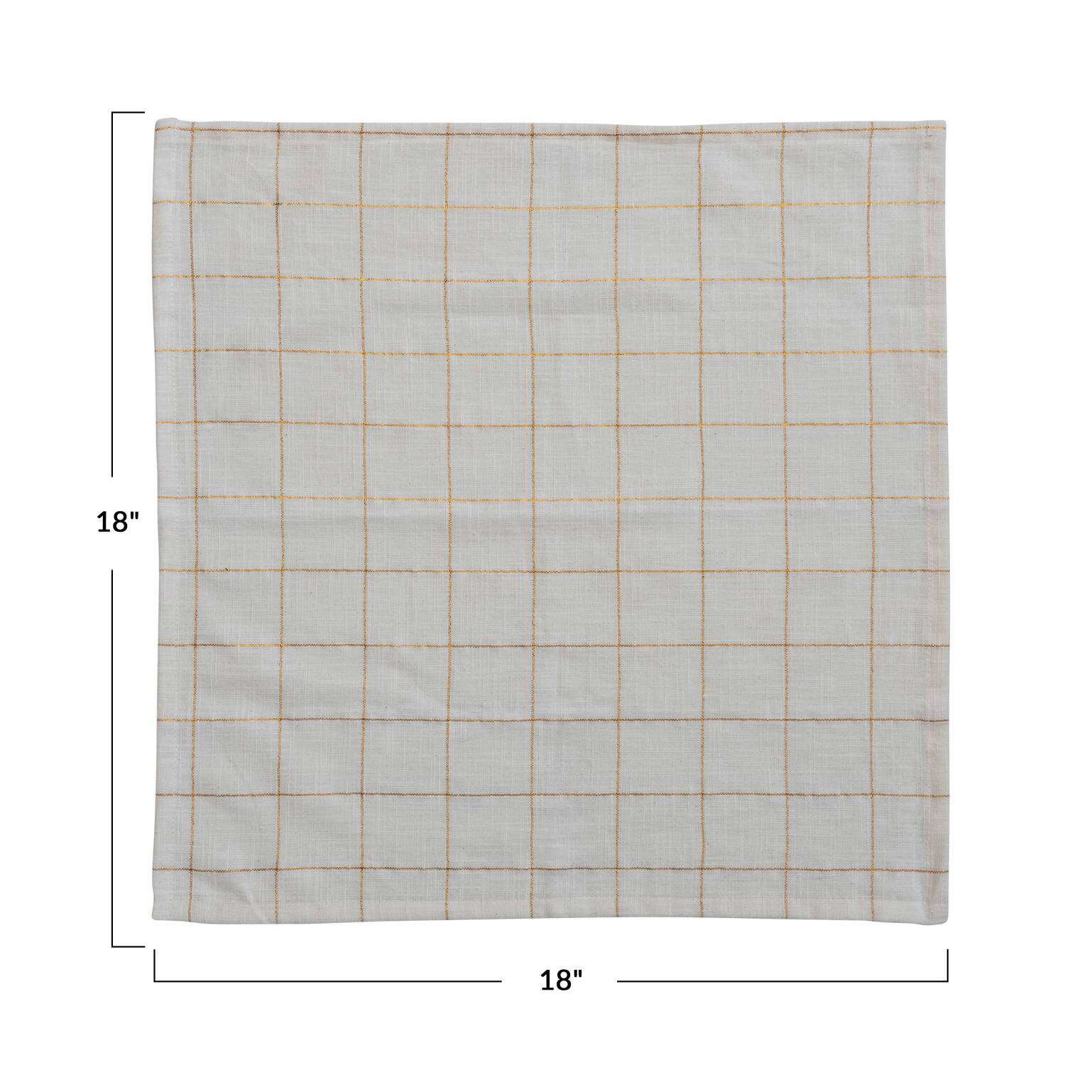 Hello Honey® Cream Square Cotton Napkins with Grid Pattern Set