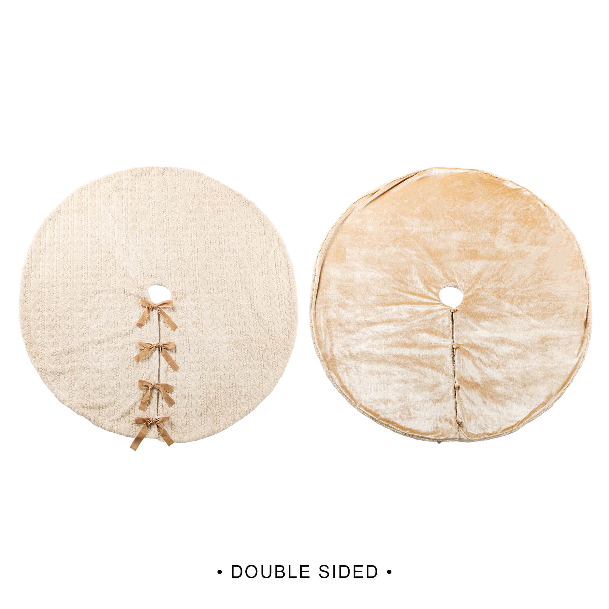 Glitzhome® 60"D Reversible Twisted Faux Marten Fur Christmas Tree Skirt