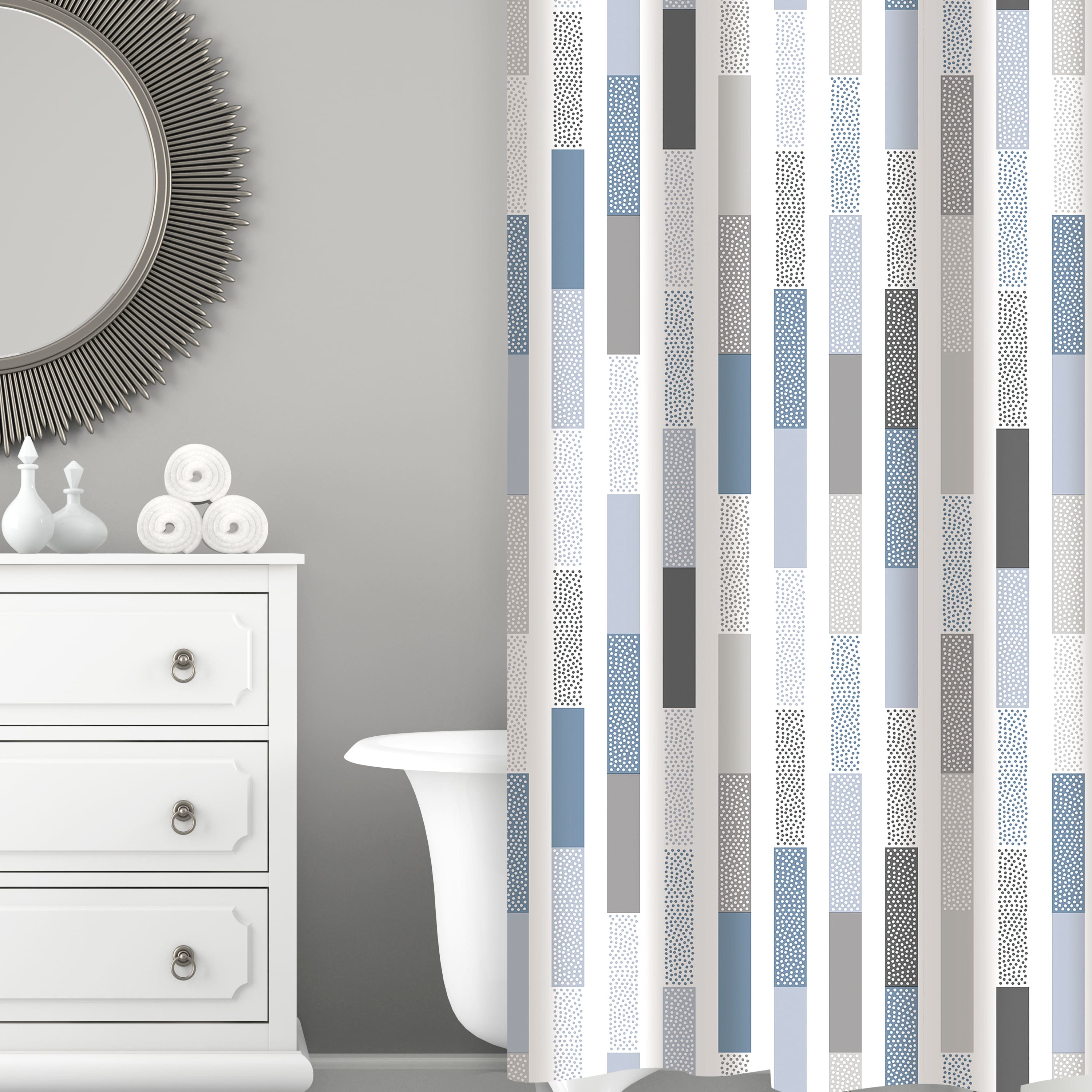 Bath Bliss Staggered Design Shower Curtain