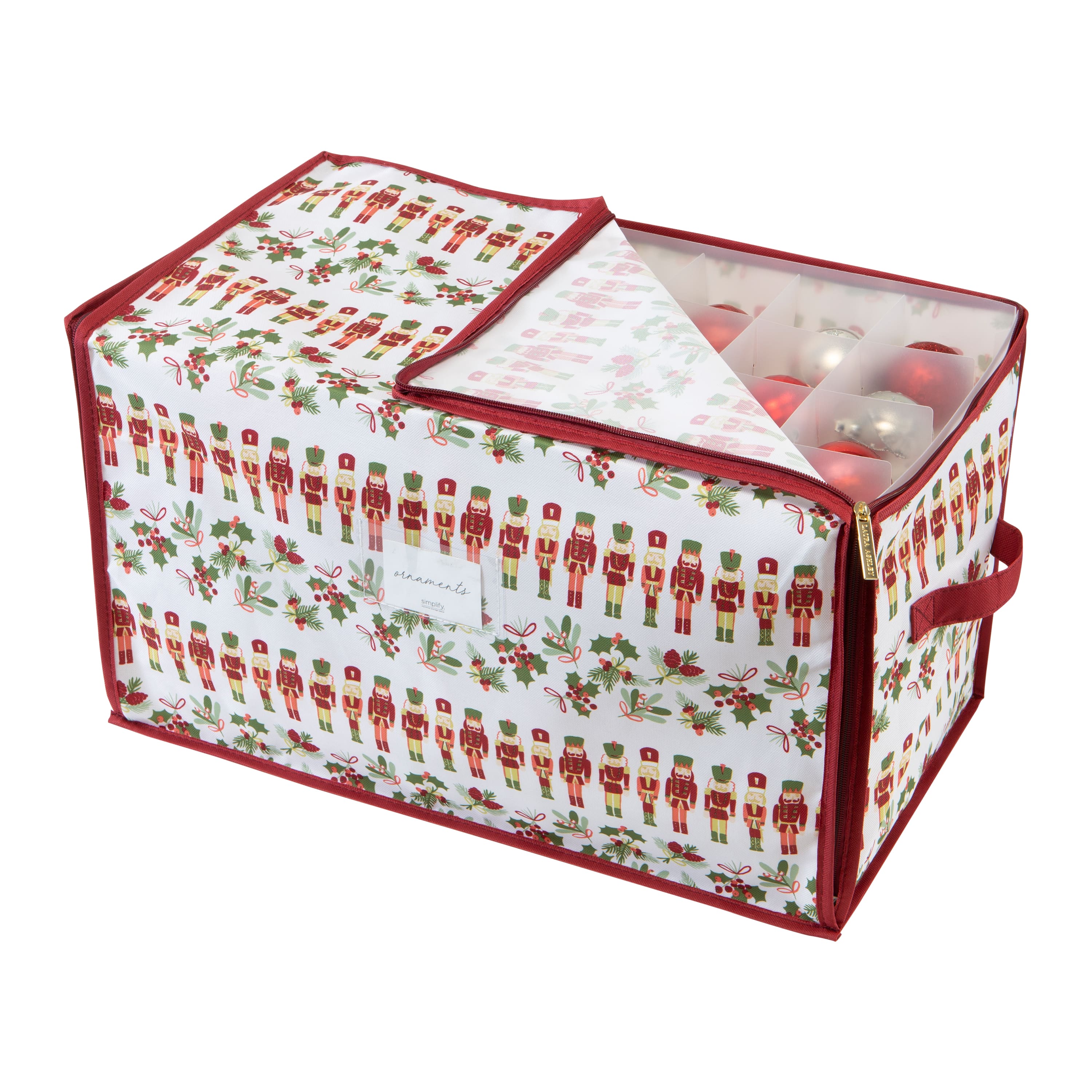 Zippered 112 Ornament Storage Box, Red, STORAGE ORGANIZATION