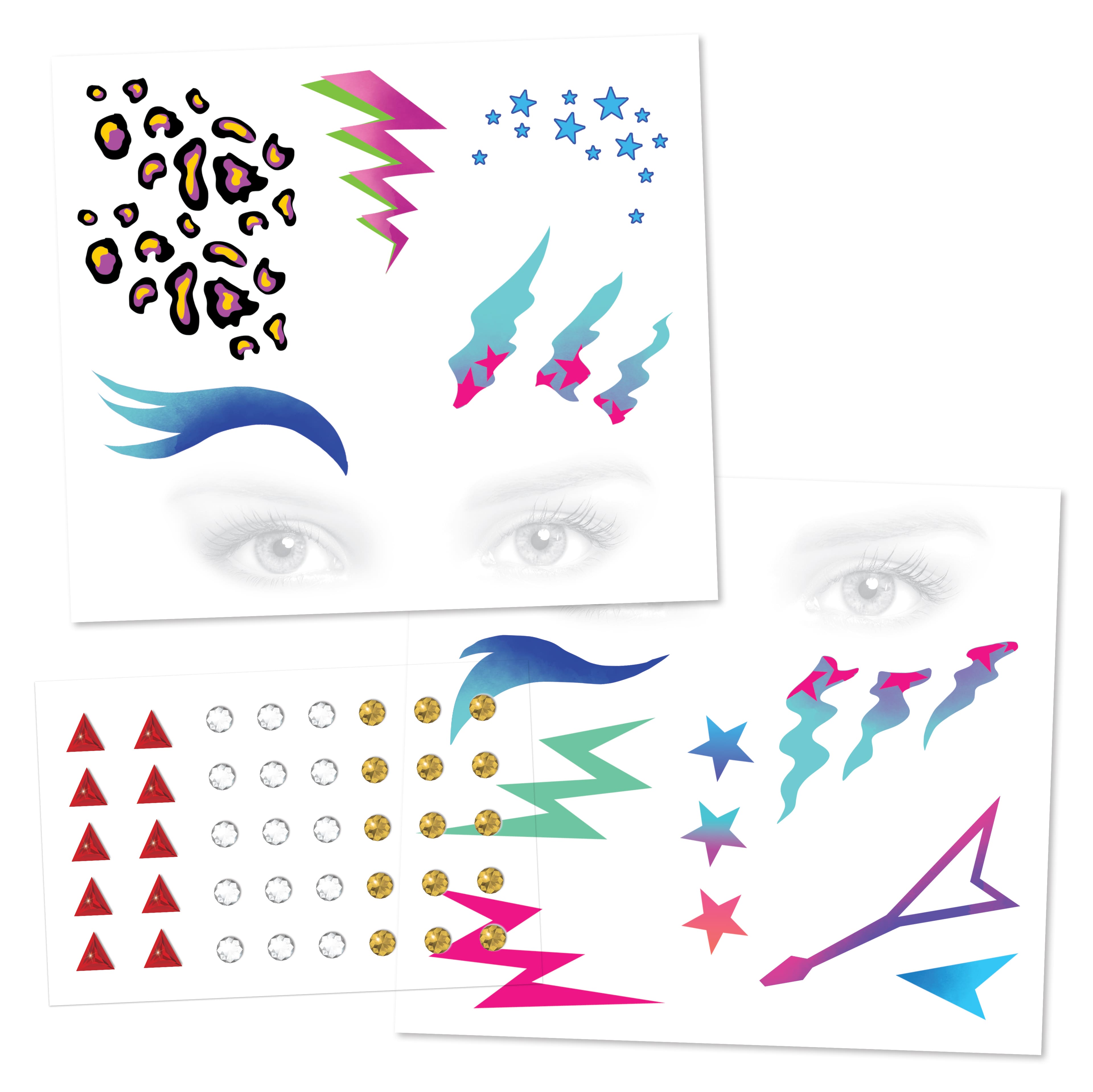Savvi 80s &#x26; 90s Rock Star Costume Tattoos with Gems