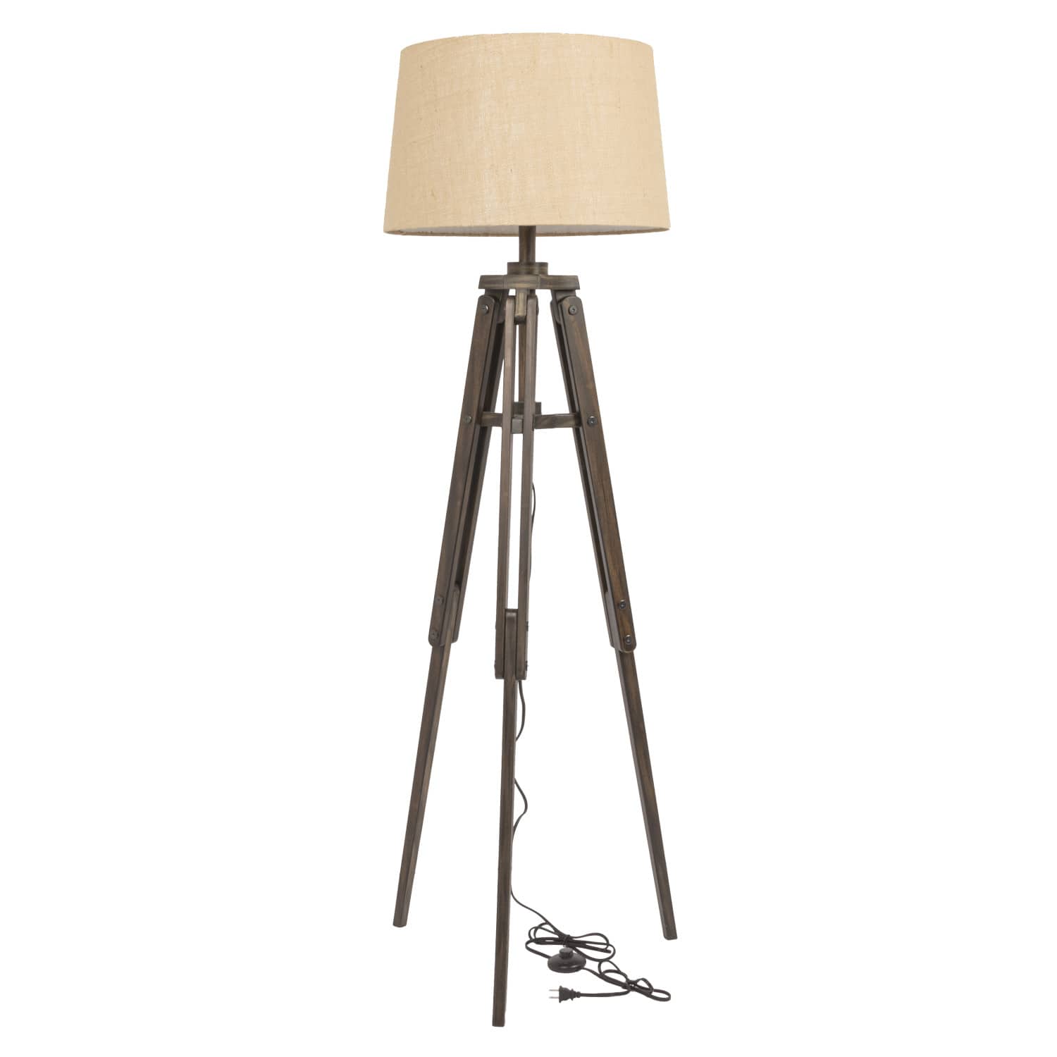 Hello Honey® 5ft. Mid-Century Modern Wood Floor Lamp with Burlap Drum Shade