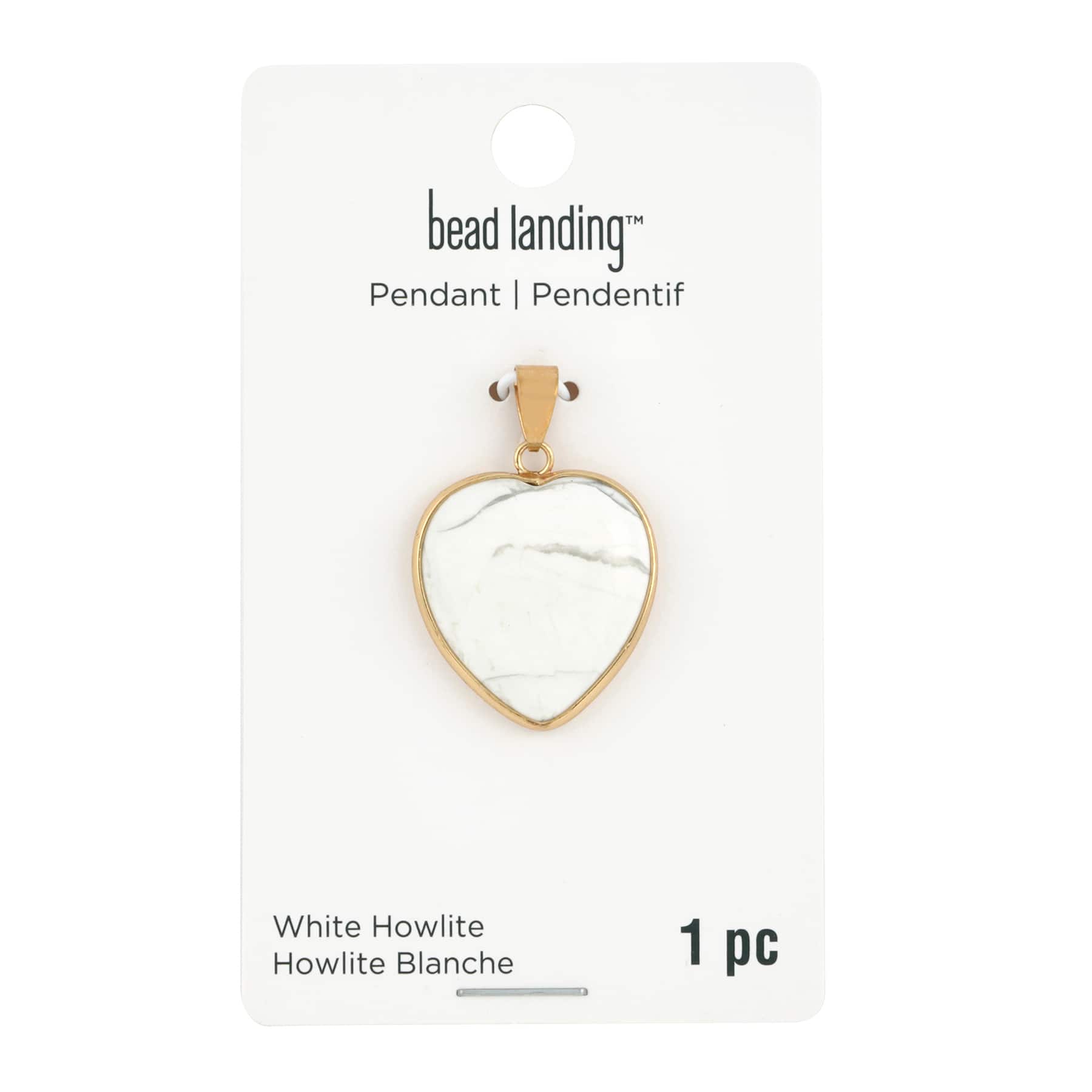 White Howlite Heart Pendant by Bead Landing™