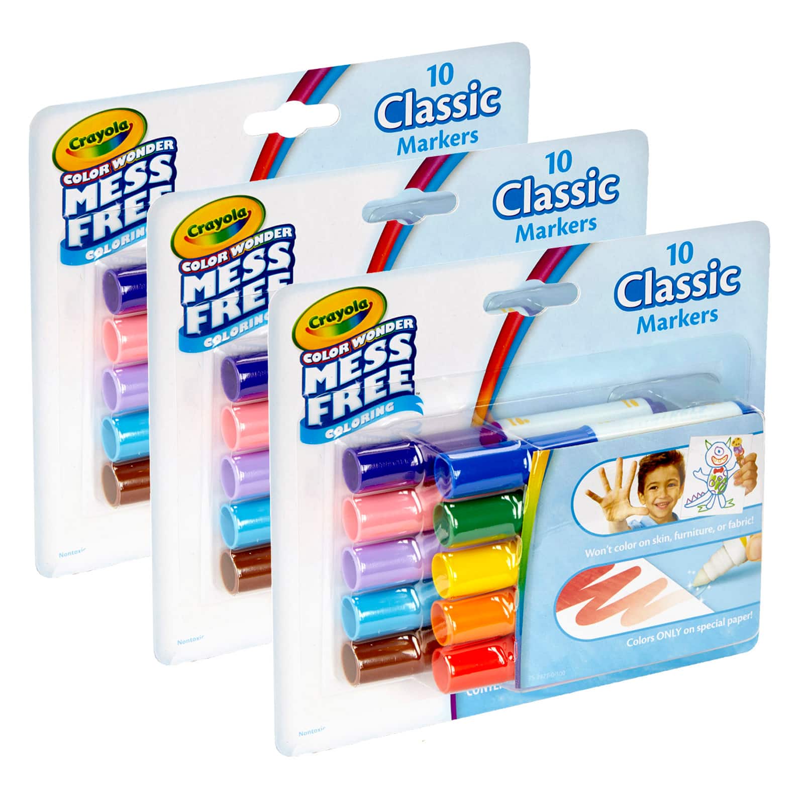 10 Packs: 3 Packs 10 ct. (300 total) Crayola® Color Wonder Mess Free Classic Mini Markers