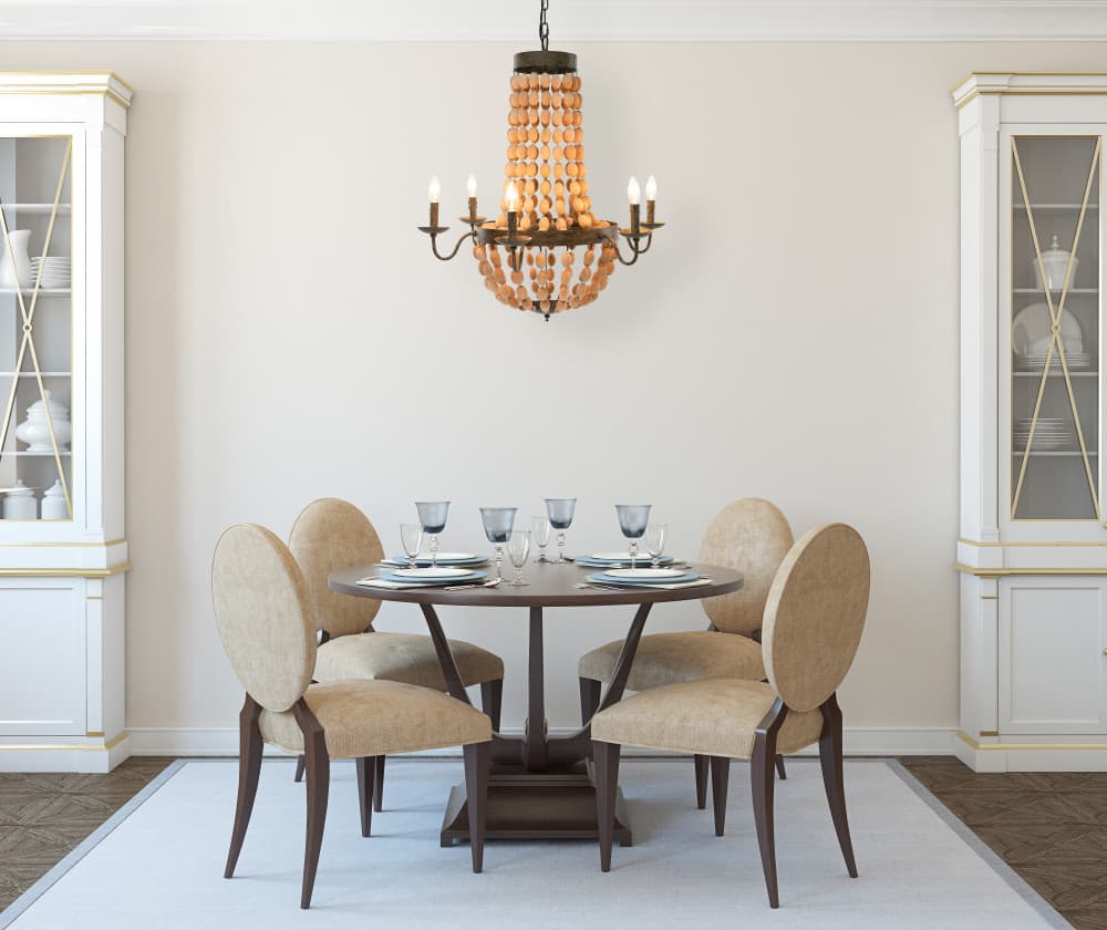 Hello Honey® 38" Brown Rustic Metal and Draped Wood Bead Chandelier