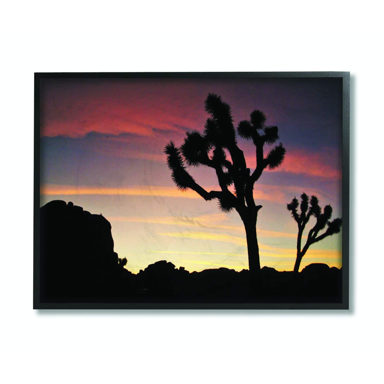 Stupell Industries Desert Tree Sunset Silhouette Wall Art in Black Frame
