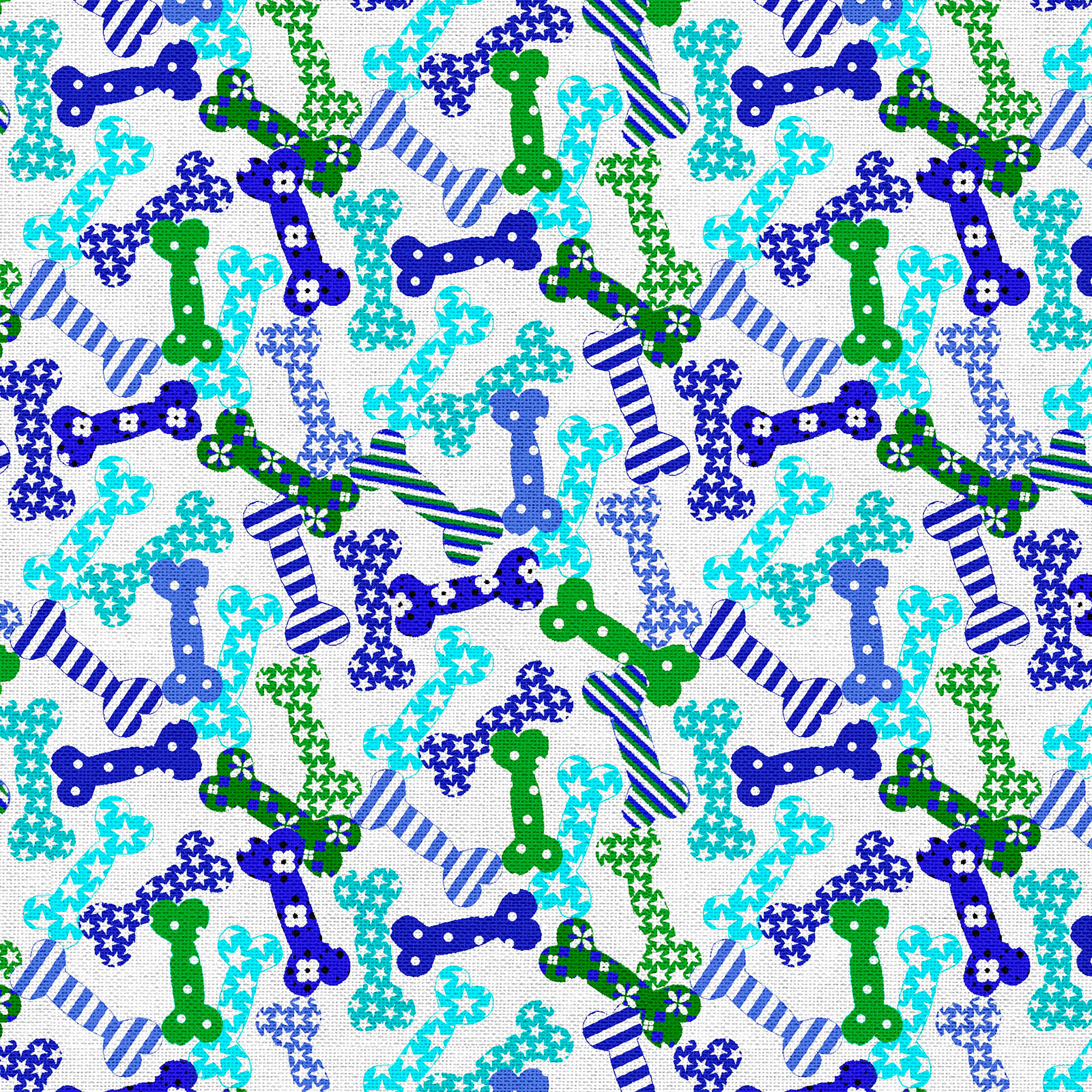 Fabric Editions White Puppy Bones Cotton Fabric