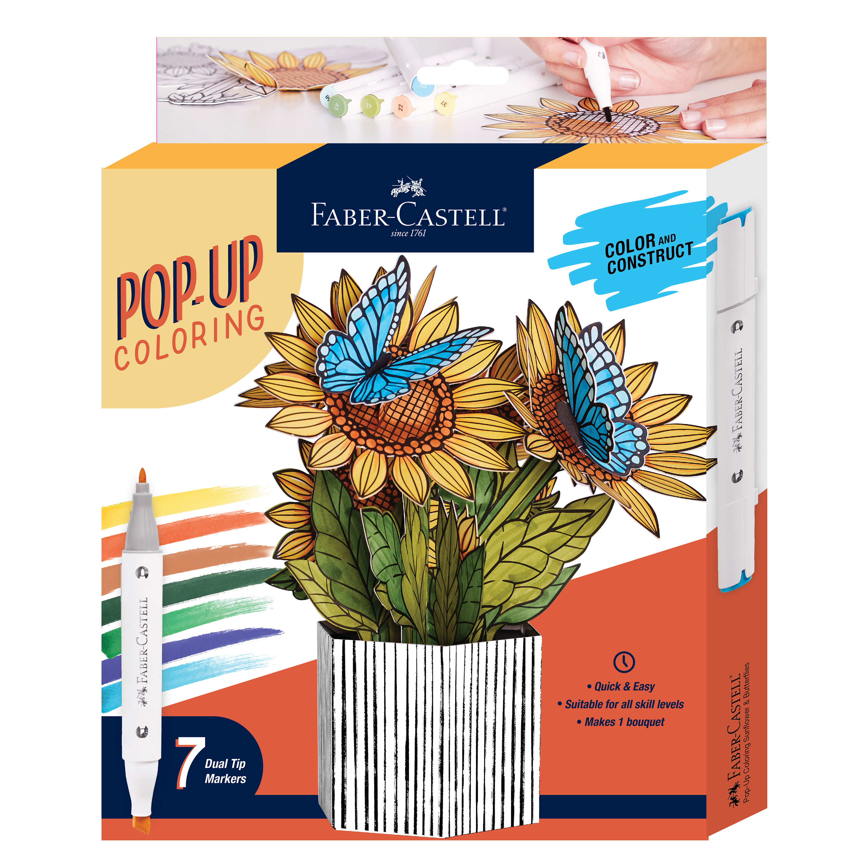 Faber-Castell&#xAE; Pop Up Coloring Sunflowers &#x26; Butterflies Bouquet Kit