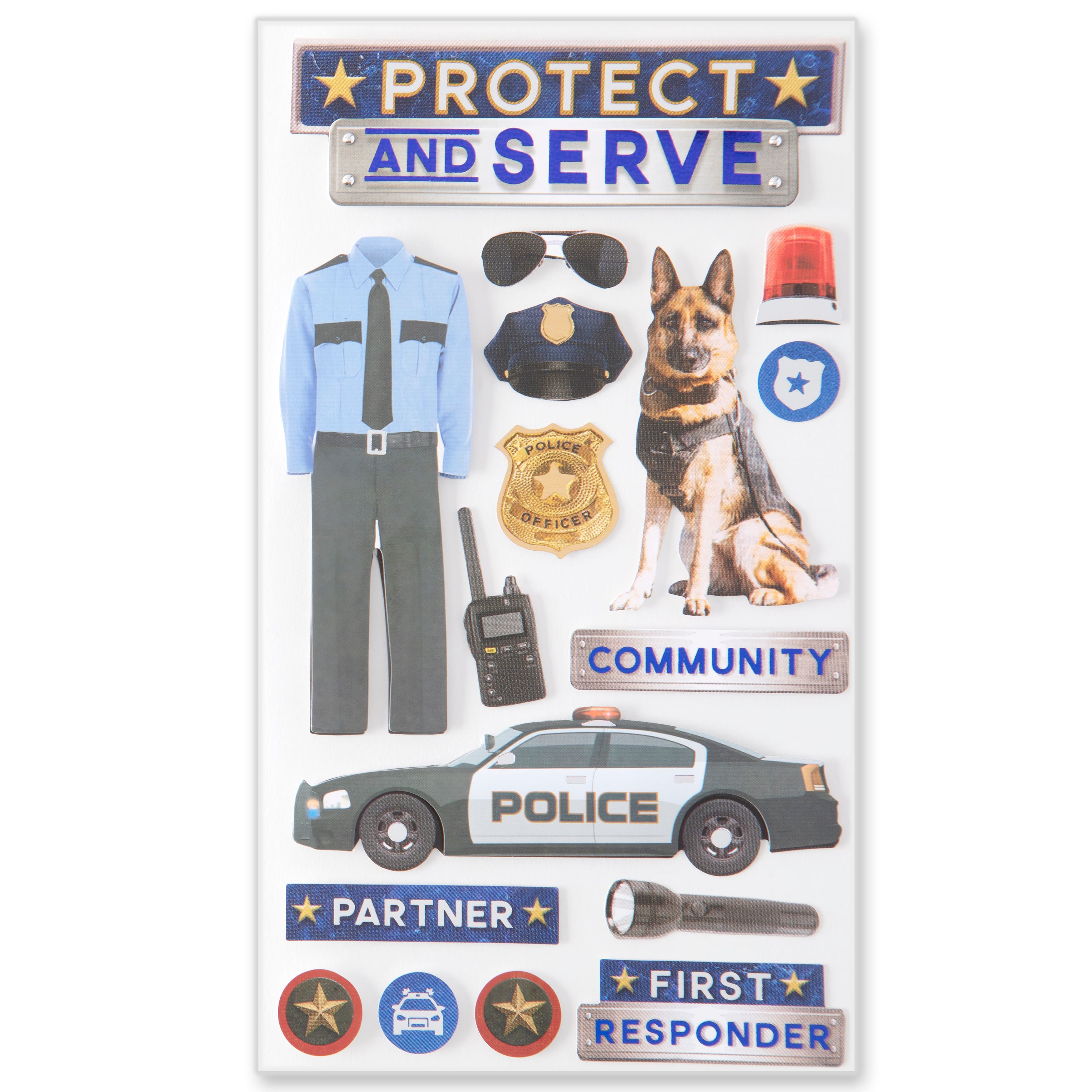 12 Pack: Police Dimensional Stickers by Recollections™
