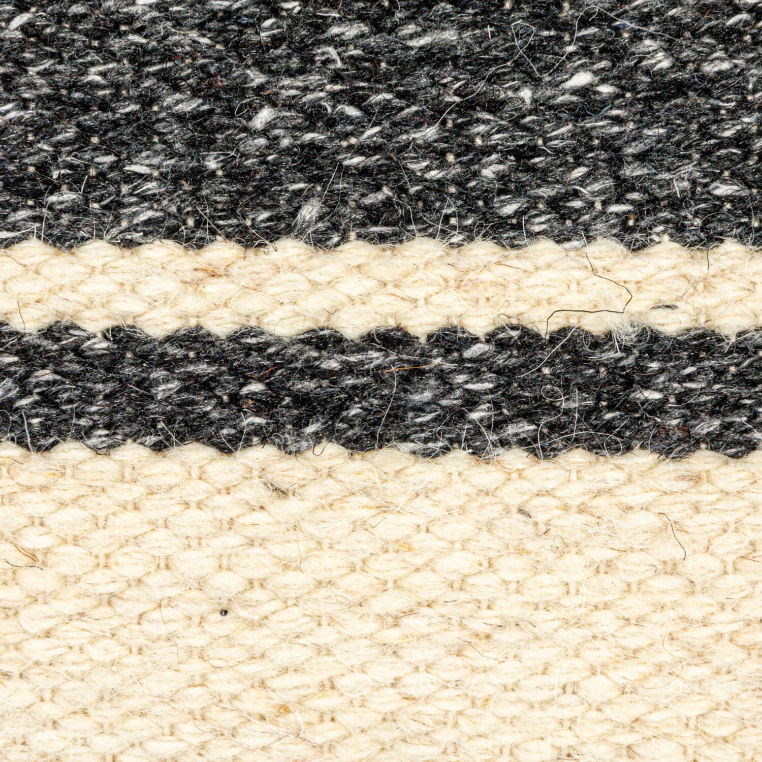 Hello Honey® Charcoal & Natural Stripes Woven Wool Blend Kilim Lumbar Pillow